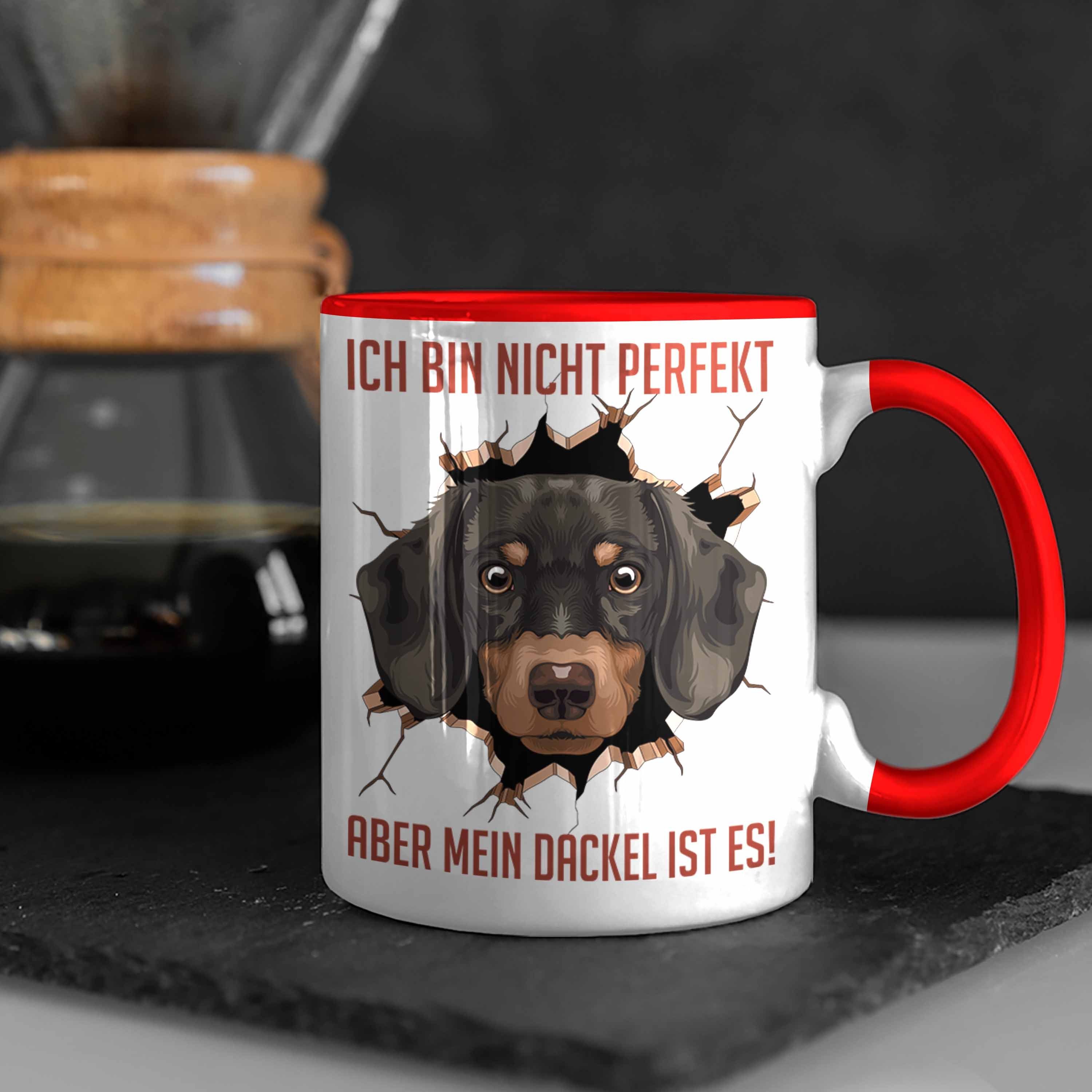 Kaffee-Becher Bin Geschenk Dackelbesitzerin Rot für Nicht Tasse Ich Dackel Trendation Tasse