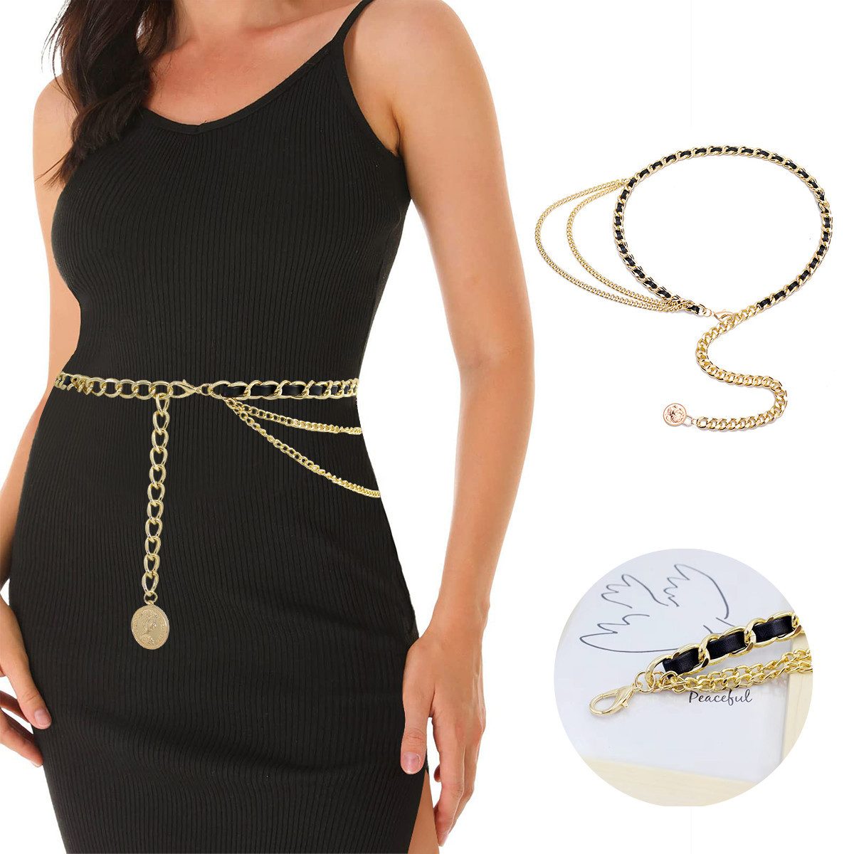 RWEUOQ Kettengürtel Kettengürtel Taillenkette Damengürtel Kleid günstig online kaufen