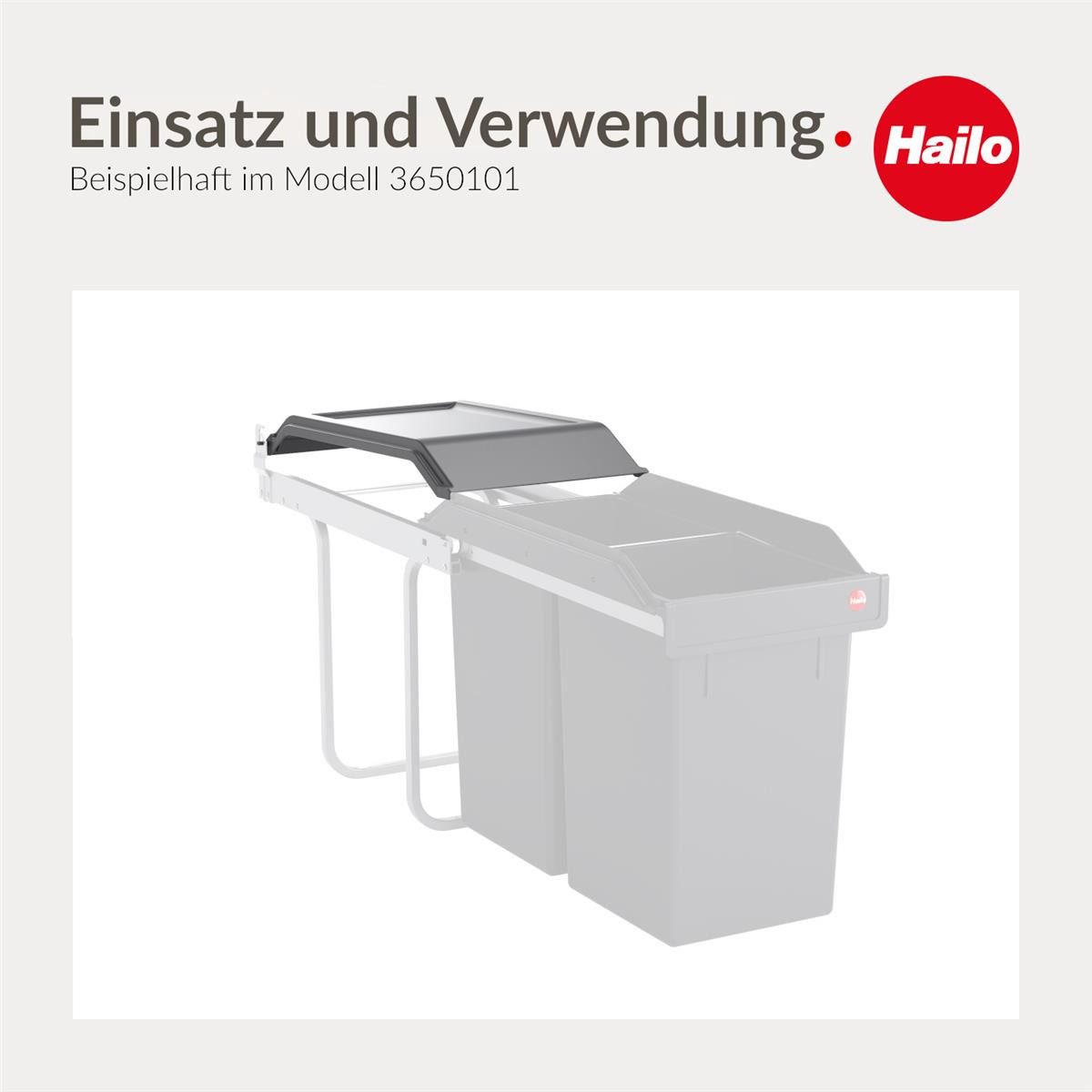 Hailo Einbaumülleimer Hailo Deckel 1081739 Tandem 3650101 dunkelgrau 243 x 495 x 50 mm – Bild 5 von 5