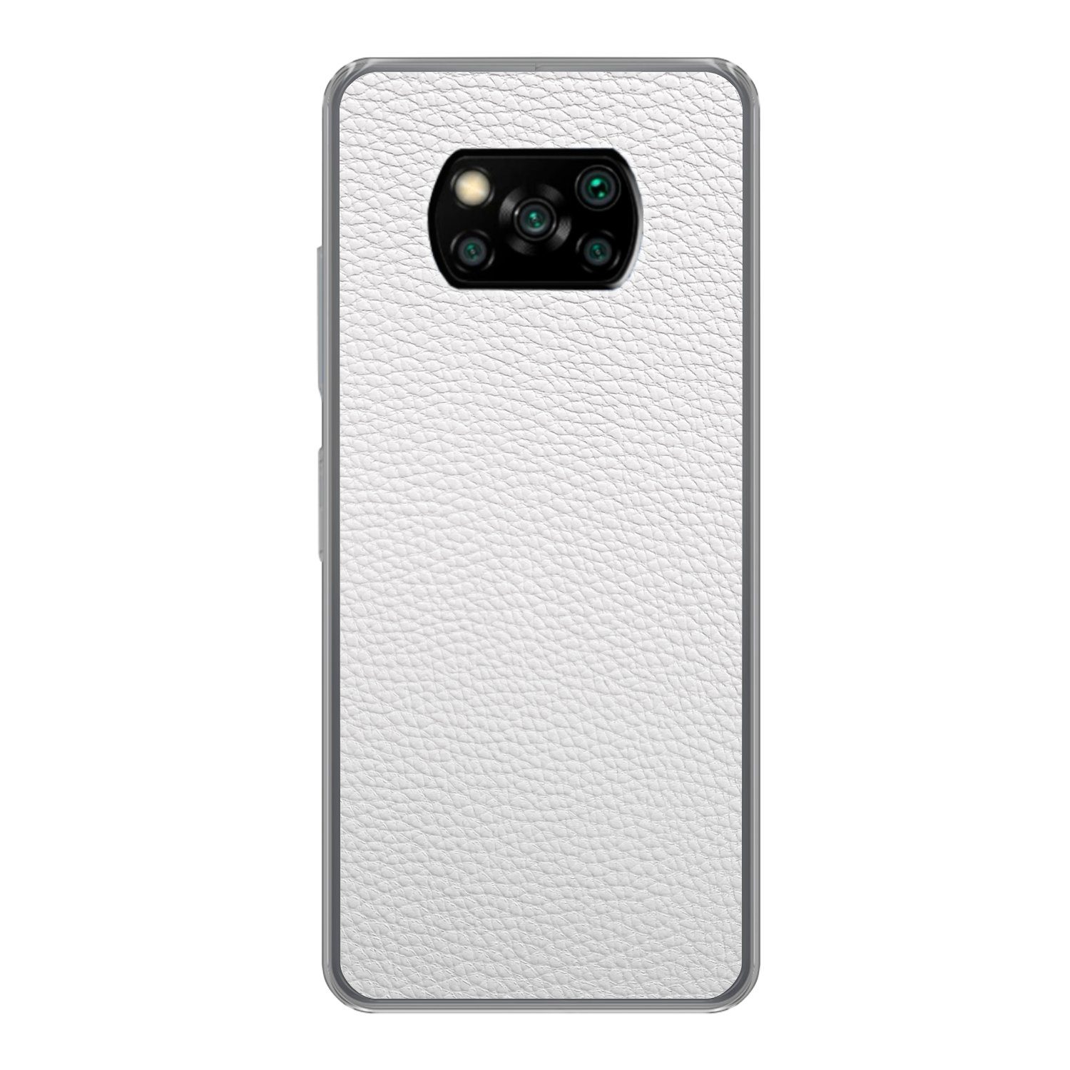 MuchoWow Handyhülle für Xiaomi Poco X3 NFC Leder - Strukturiert - Leder-Optik - Weiß, Phone Case, Silikon, Schutzhülle Dünn