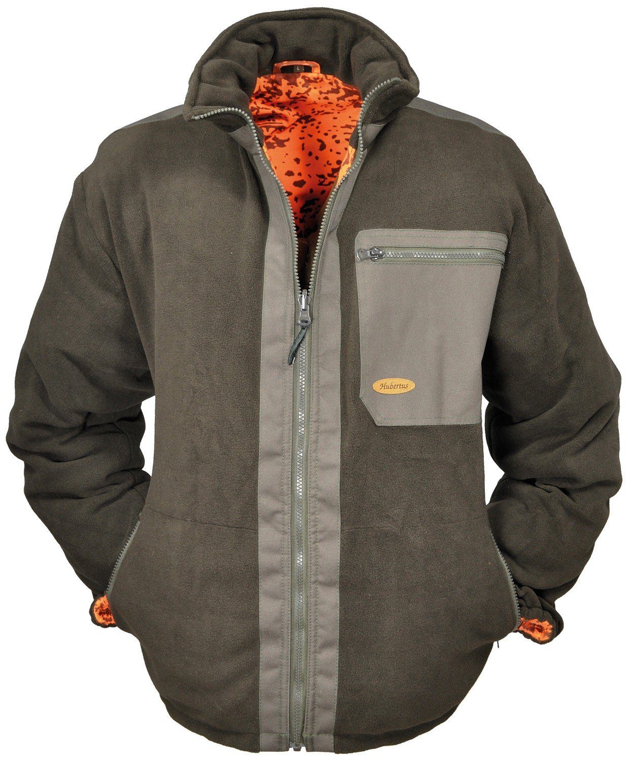 Hubertus® Hunting Outdoorjacke Wende-Fleecejacke Jagdjacke Winterjacke orange oliv warm von Oefele
