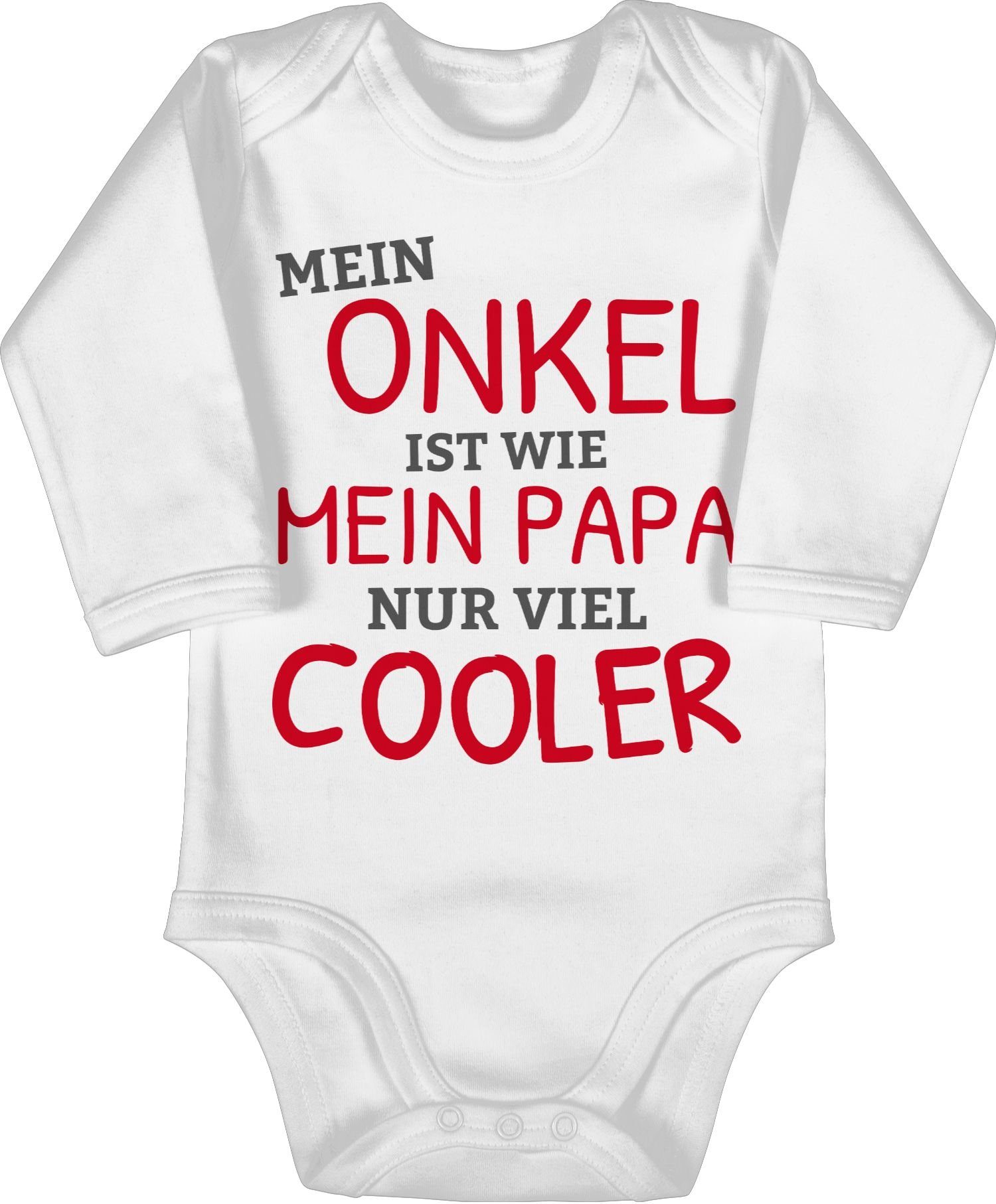 Shirtracer Shirtbody Mein Onkel ist wie mein Papa nur cooler Sprüche Baby,  Ein Langarm Baby-Body gehört zu jeder Baby Erstausstattung