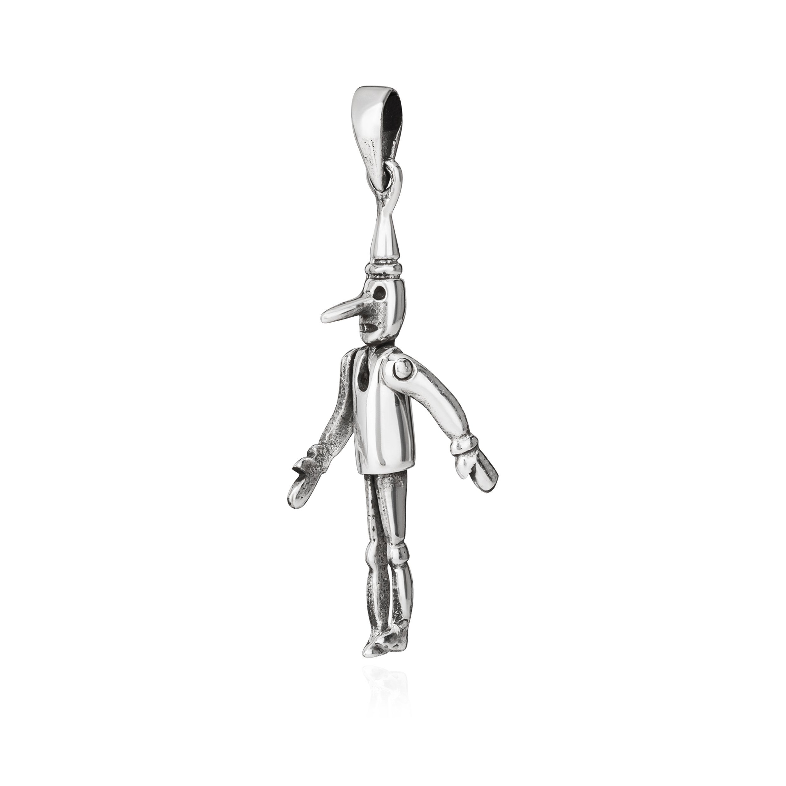 Kettenanhänger Clown Marionette 925 Silber rhodiniert 36x6mm
