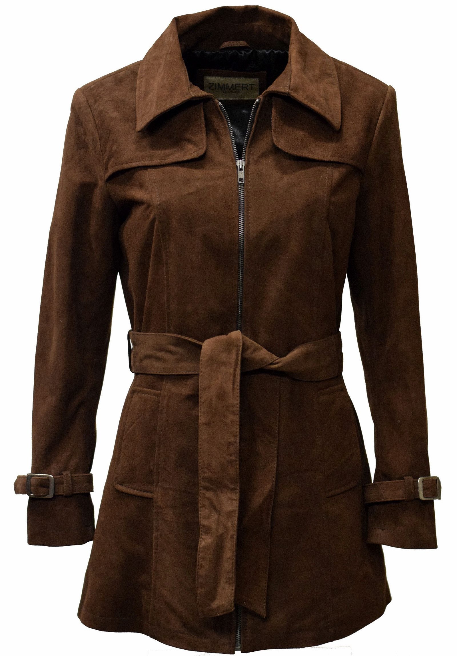 Zimmert Leather Ledermantel Polly weiches Ziegenvelour, Wildleder