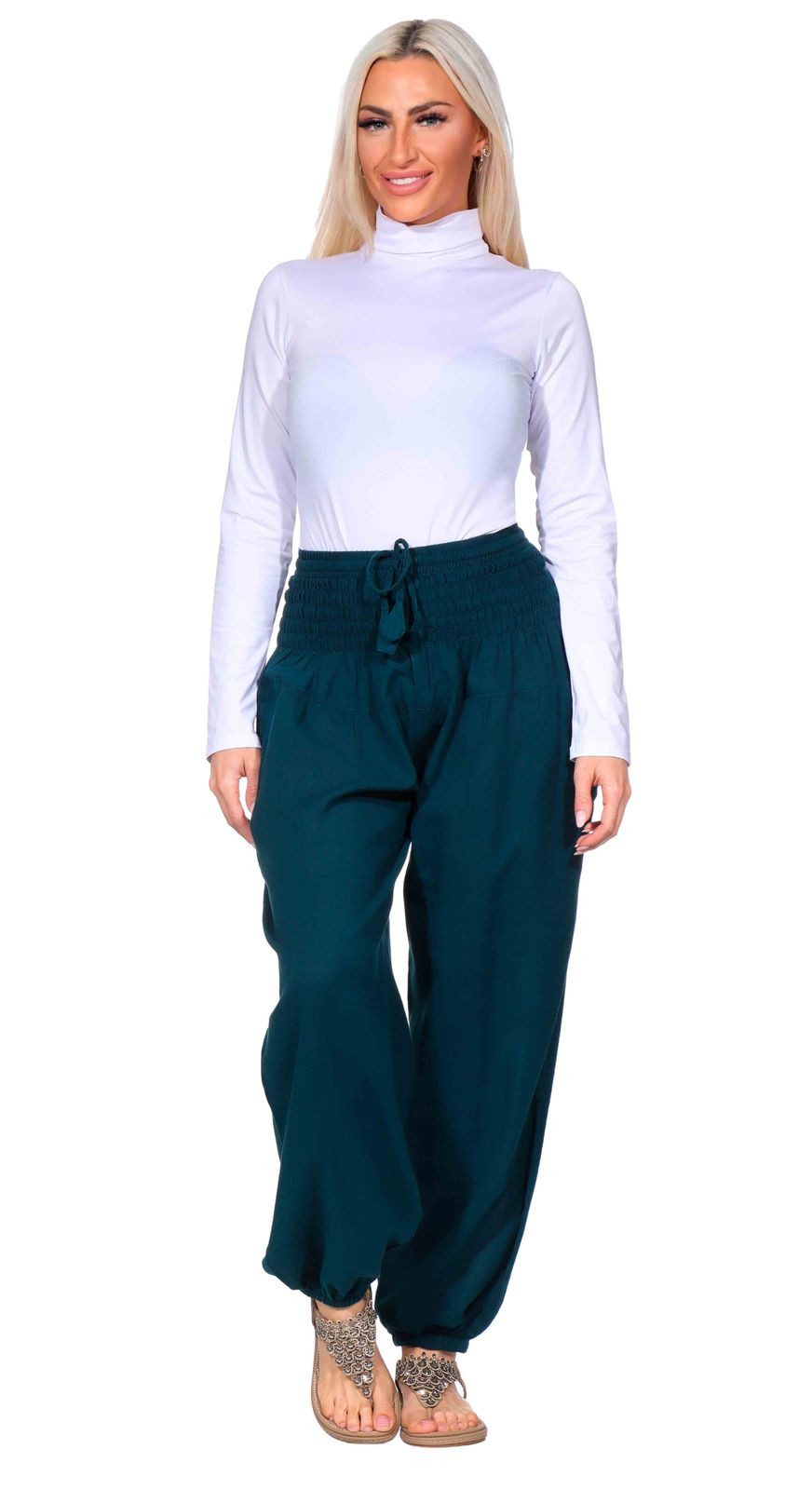KUNST UND MAGIE Haremshose Kunst&Magie Damen Pluder-/Haremshose Sommerhose Hippie Wellness Yoga