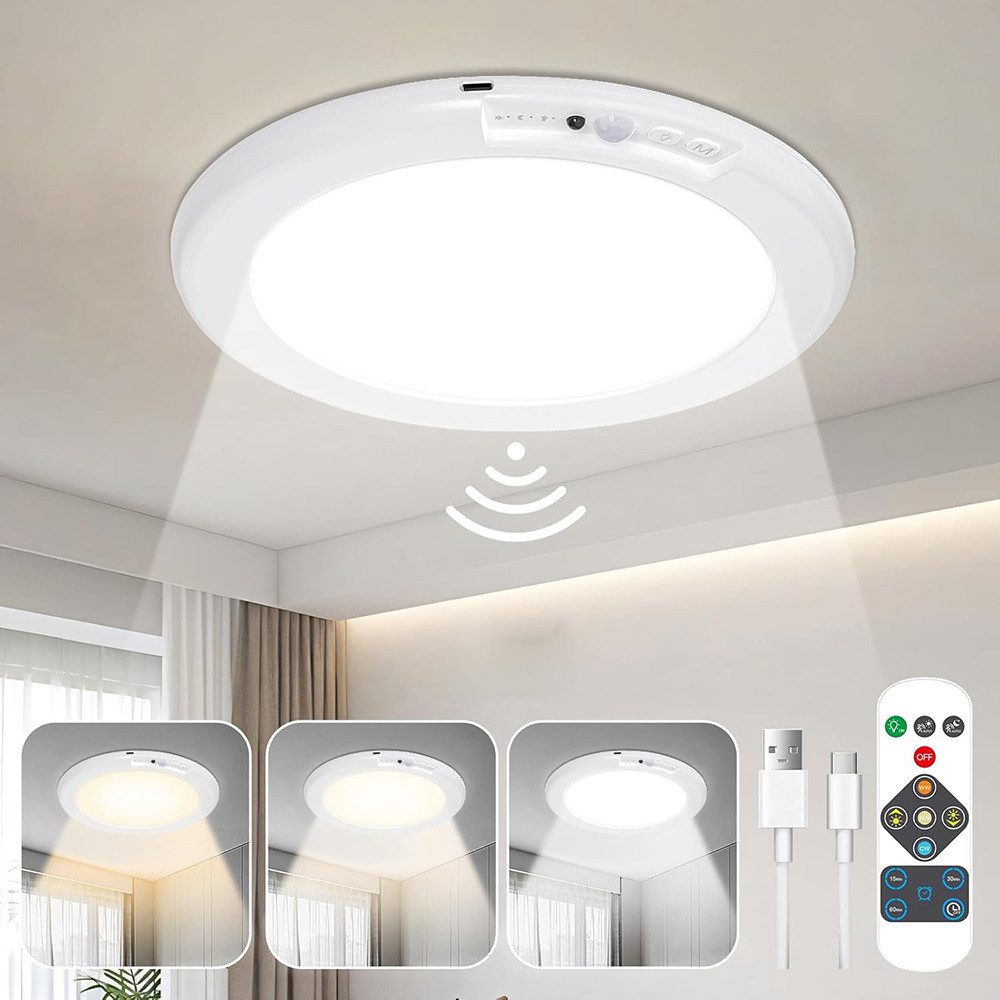 Rosnek LED Deckenleuchte Deckenlampe Innen mit Bewegungsmelder, Wiederaufla günstig online kaufen