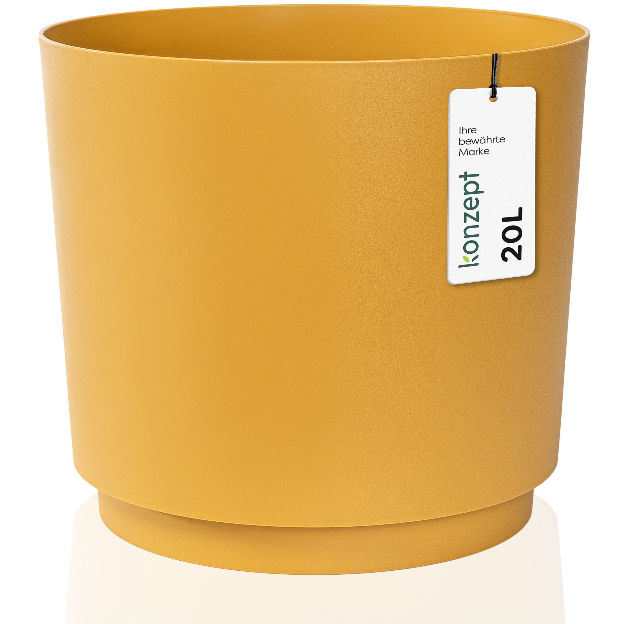 KONZEPT Übertopf Blumentopf 32,5 cm Übertopf aus Kunststoff wetterfest für Innen Außen, Integrierter funktionaler Untersetzer