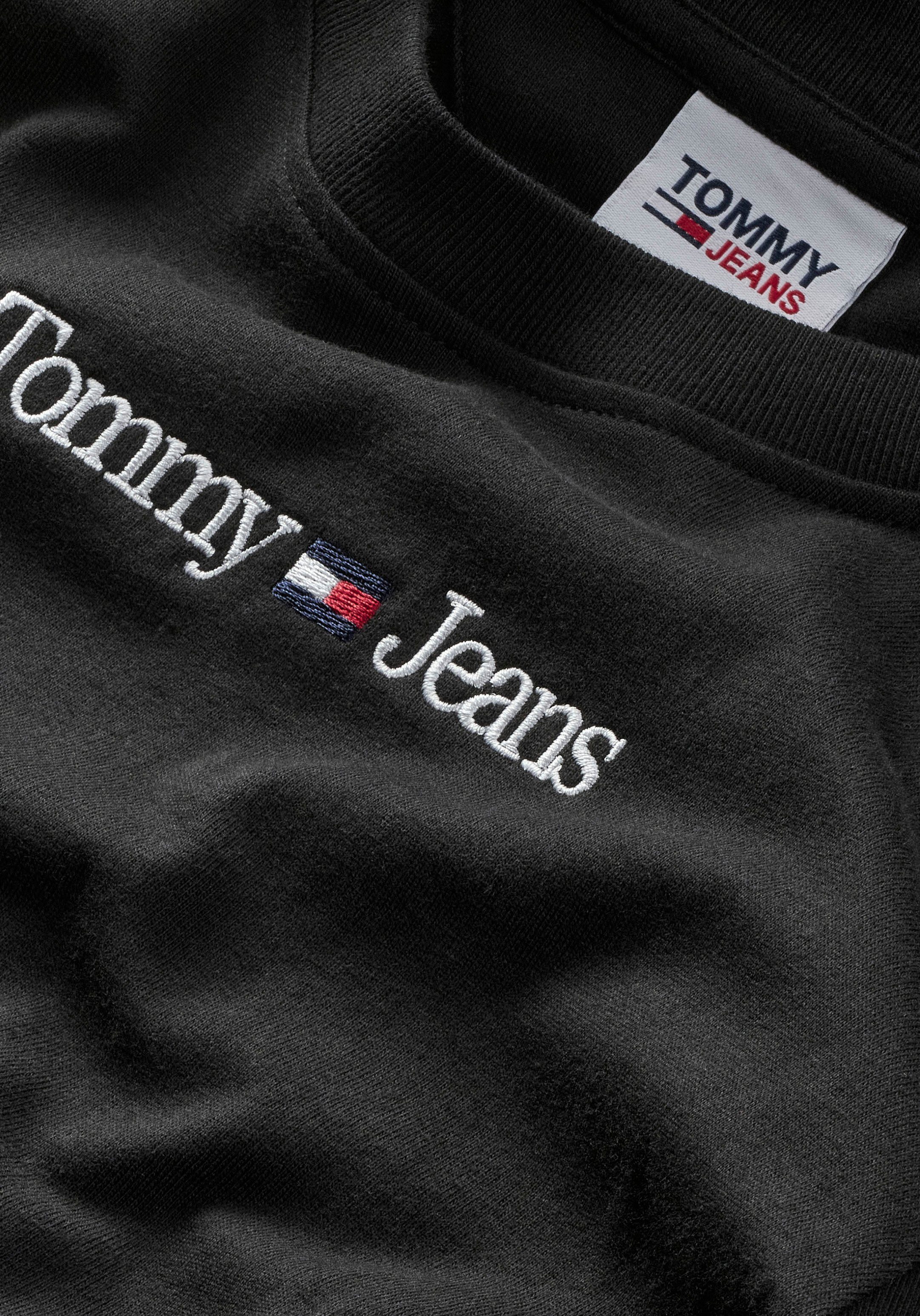 Langarmshirt LINEAR mit Tommy Jeans LS SERIF Tommy schwarz Jeans gesticktem BABY TJW Logo-Schriftzug