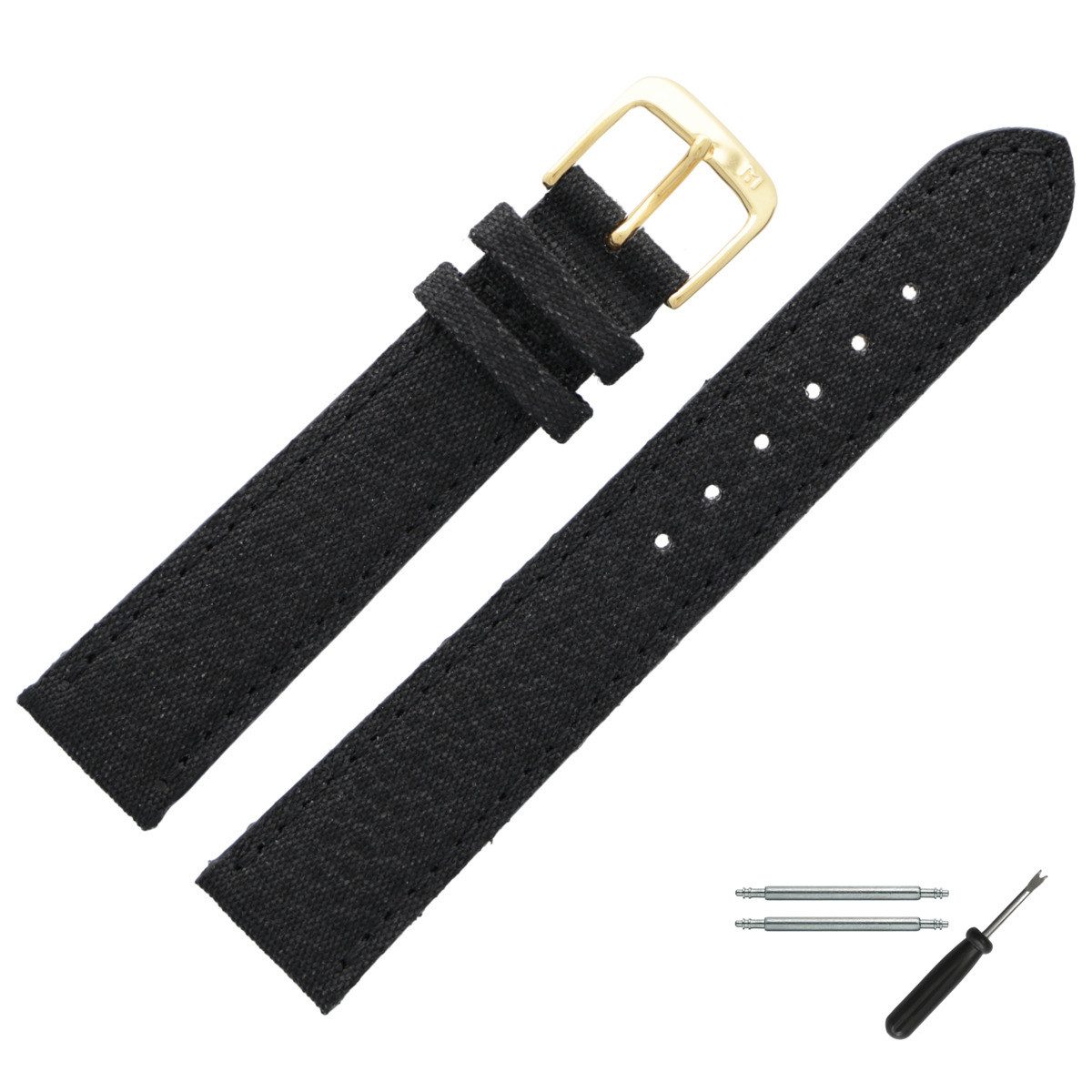 MARBURGER Uhrenarmband 18mm Textil Schwarz