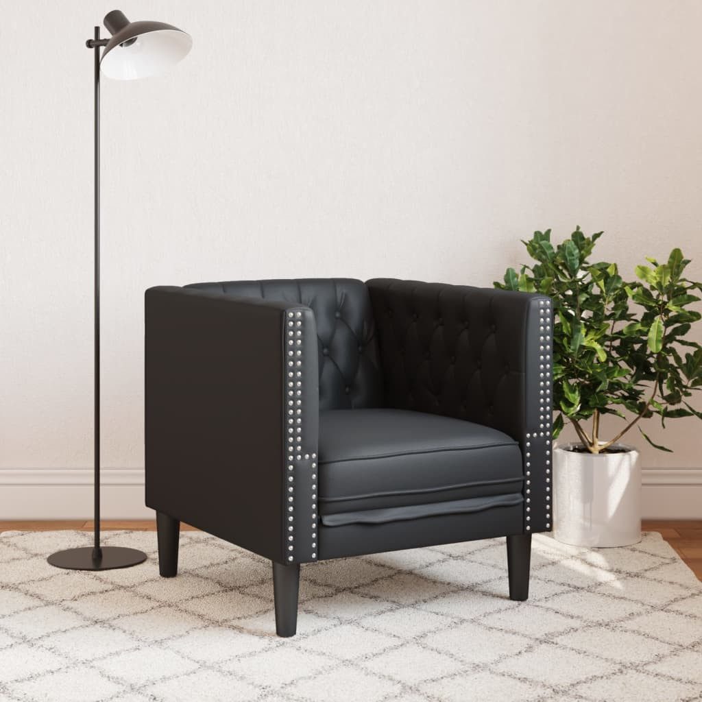 vidaXL Sofa Chesterfield-Sessel Schwarz Kunstleder günstig online kaufen
