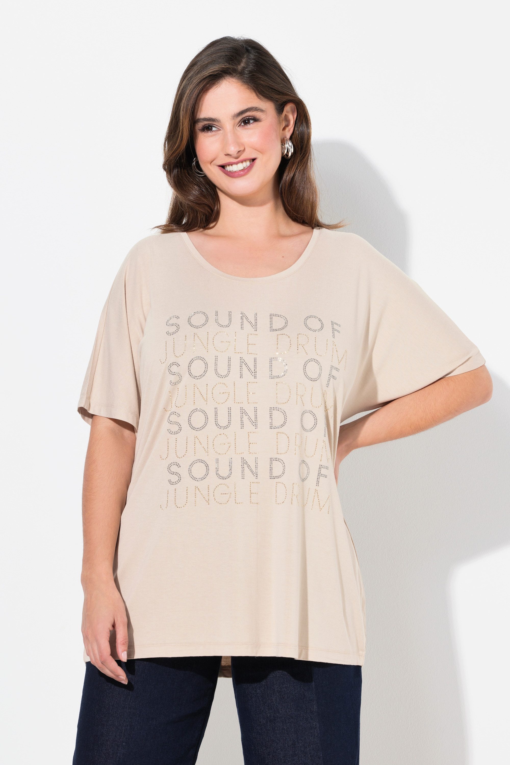 Ulla Popken T-Shirt T-Shirt Schriftmotiv oversized günstig online kaufen