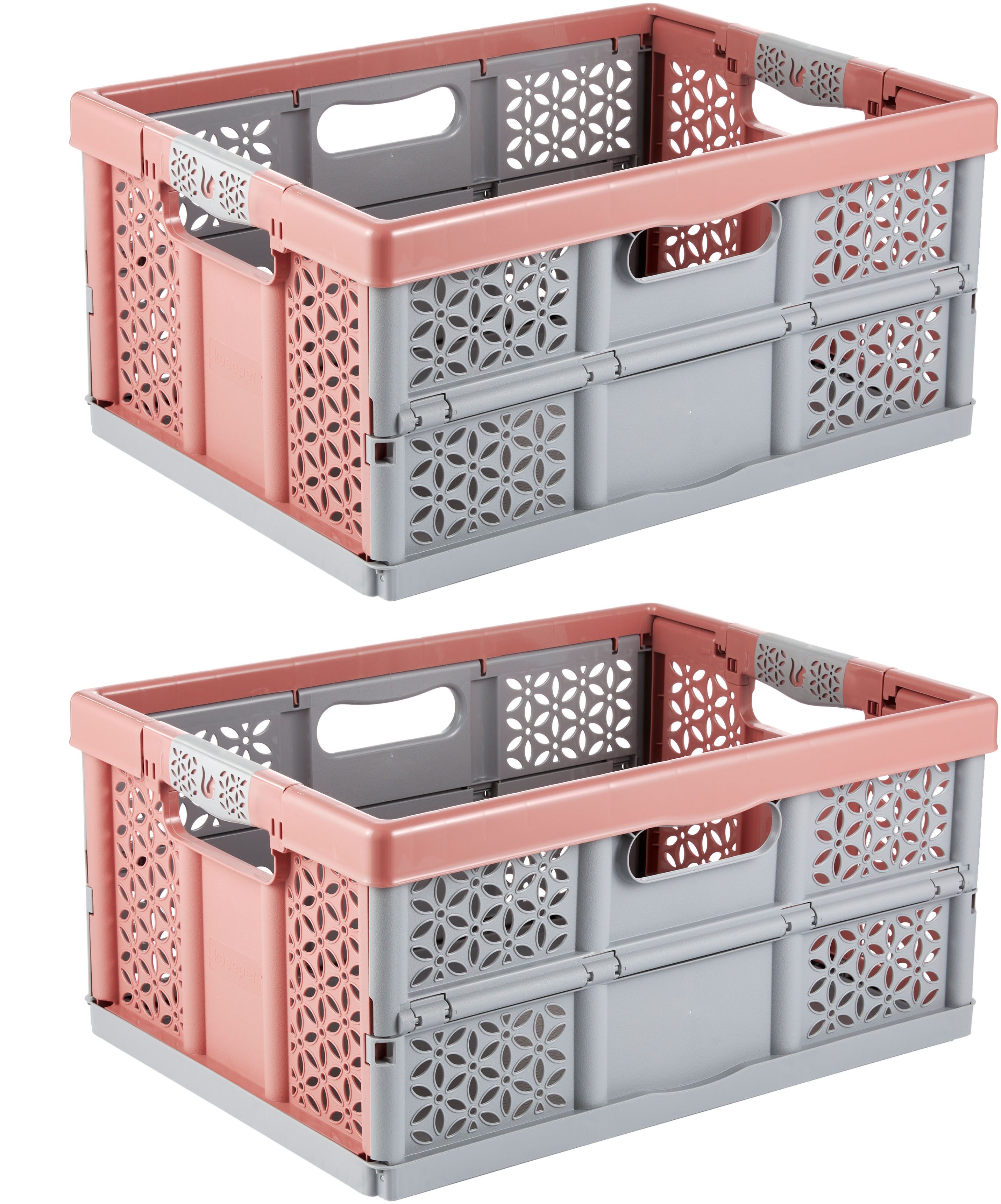 keeeper Klappbox Profi-Klappbox lea mit Softgriffen (Set 2 St) 32 l, 48,5x35x23,5 cm, 32 l, Soft-Touch-Griffe, zusammenklappbar, leicht zu reinigen