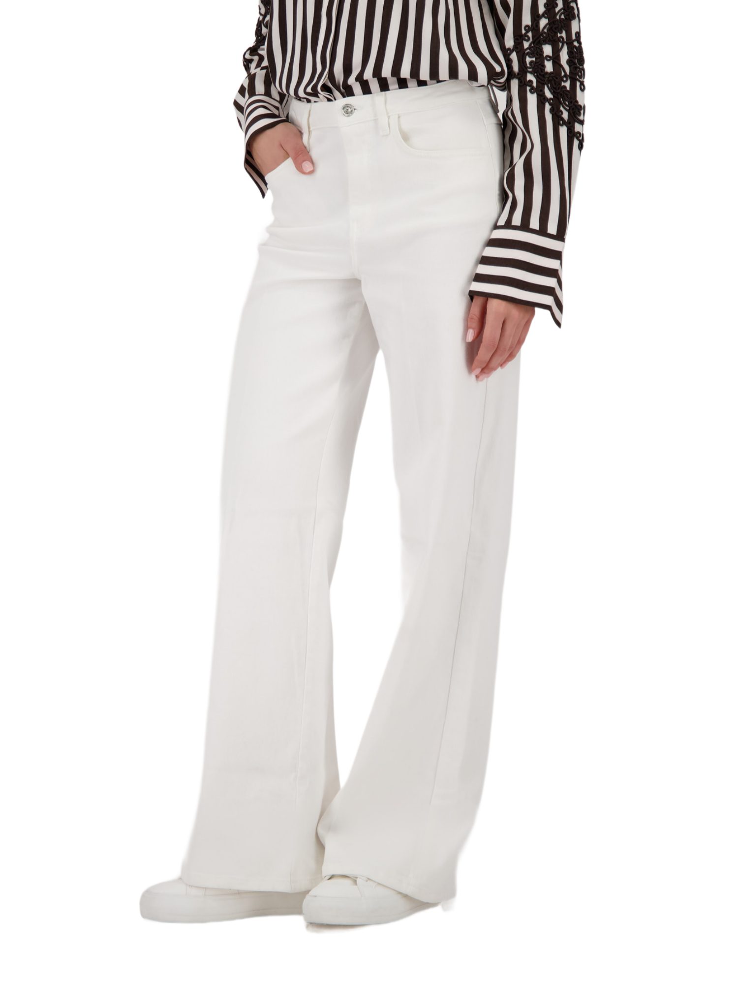 Monari Stoffhose weiß, Casual, Baumwolle, Unifarben, Wide Leg