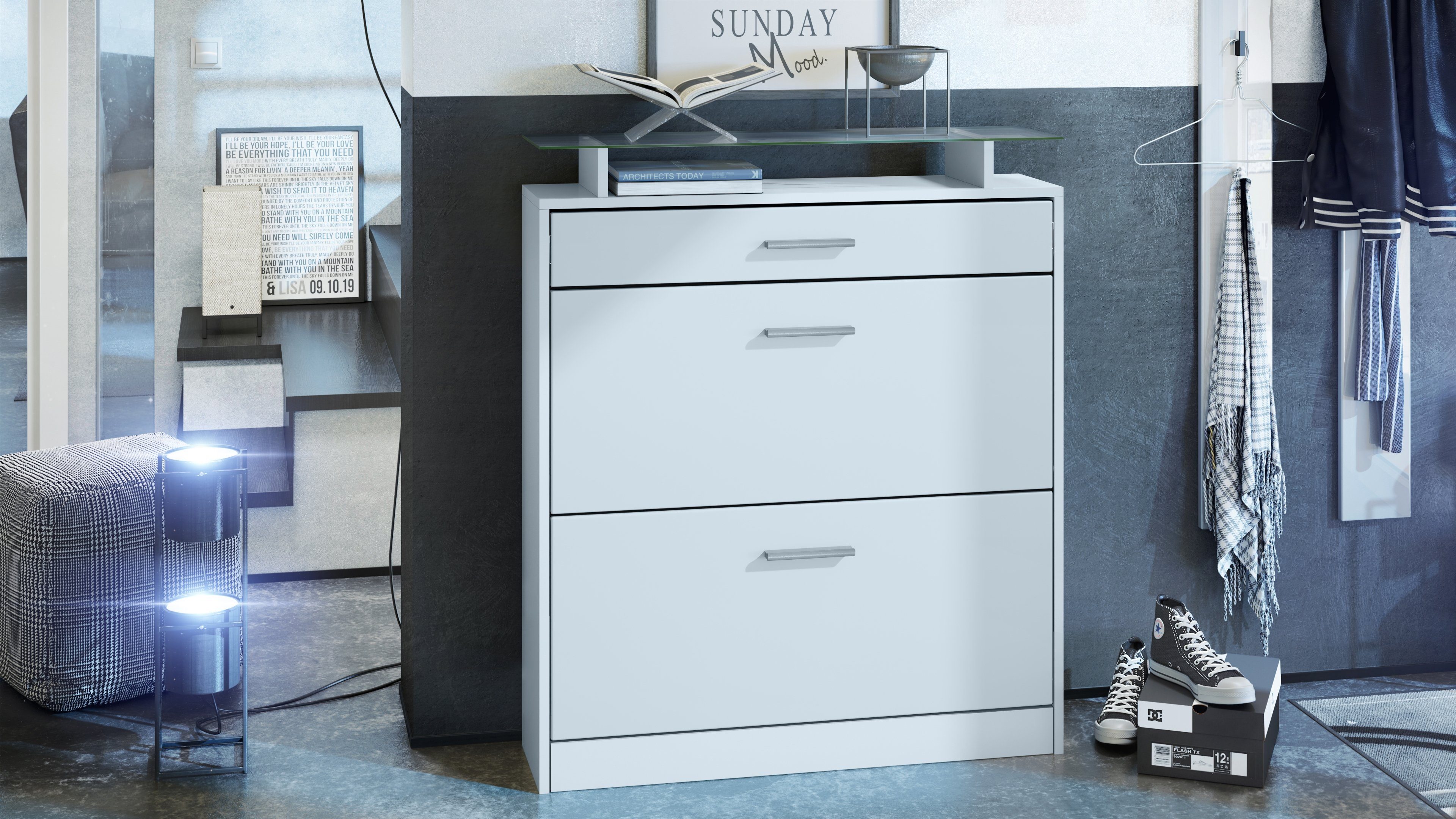 Vladon Schuhschrank Loret (hängender Schuhkipper für 16 Paar Schuhe, mit 2 günstig online kaufen