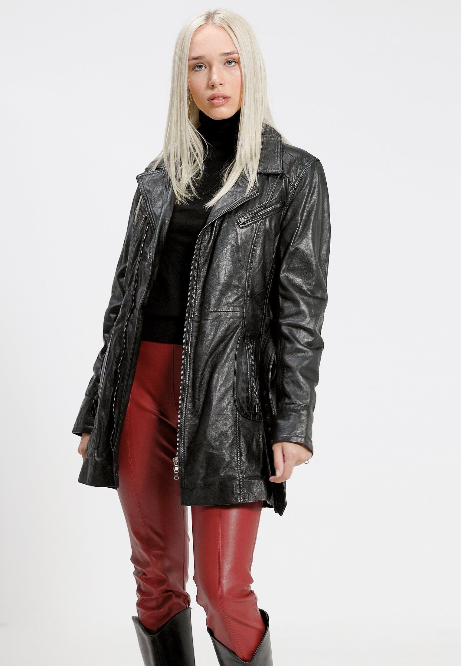 Lederjacke Damen Leder Kurzmantel Sara