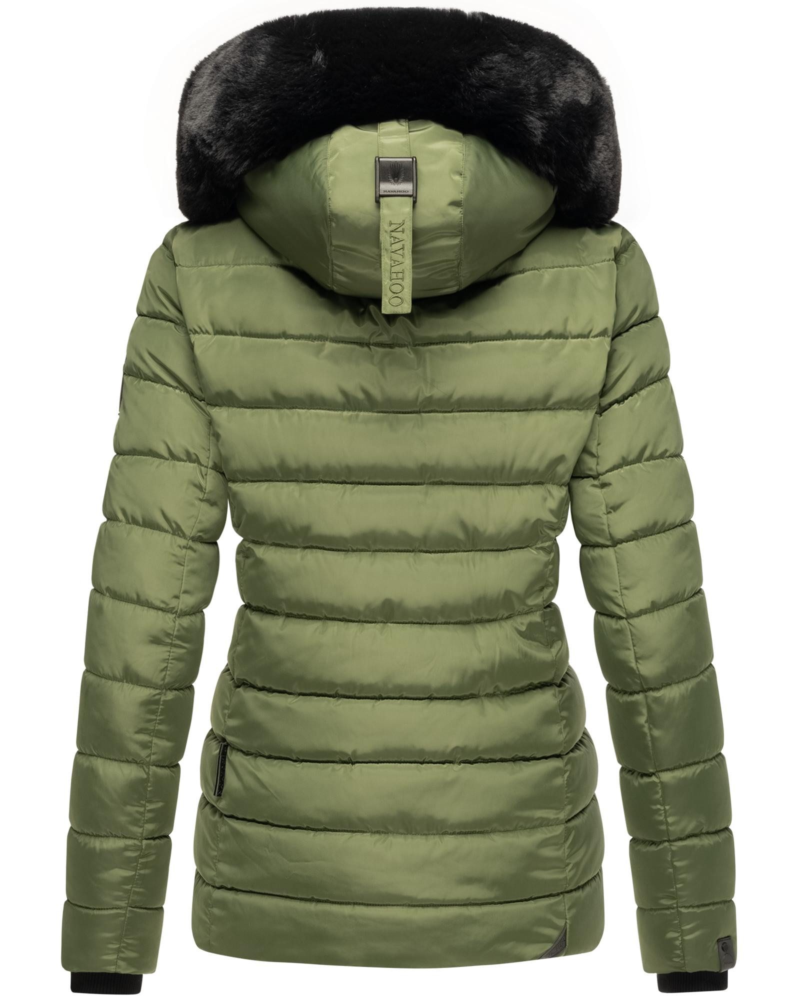 Navahoo Steppjacke Milianaa Edle Winterjacke mit weicher Kunstfell-Kapuze