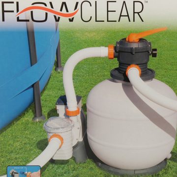 BESTWAY Sandfilteranlage FC-96878, Flowclear Filter zur Poolreingung, Sandfilteranlage mit Zeitschaltuhr und ChemConnect-Dosierer, 6-Wege Ventil, 220-240 V, 280 W