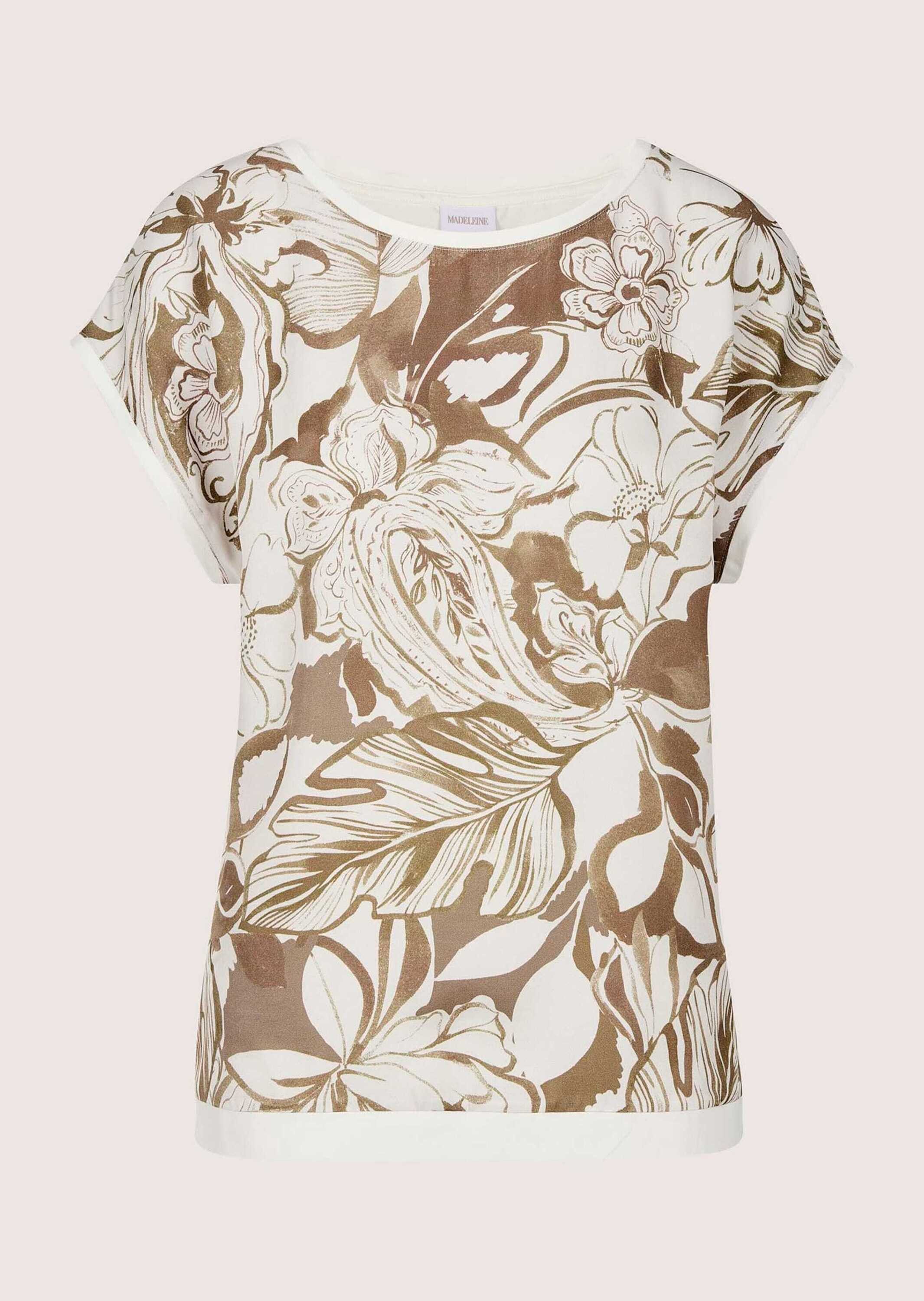 Kurzarmshirt Florales Print-Shirt aus Viskose, Kurzarm