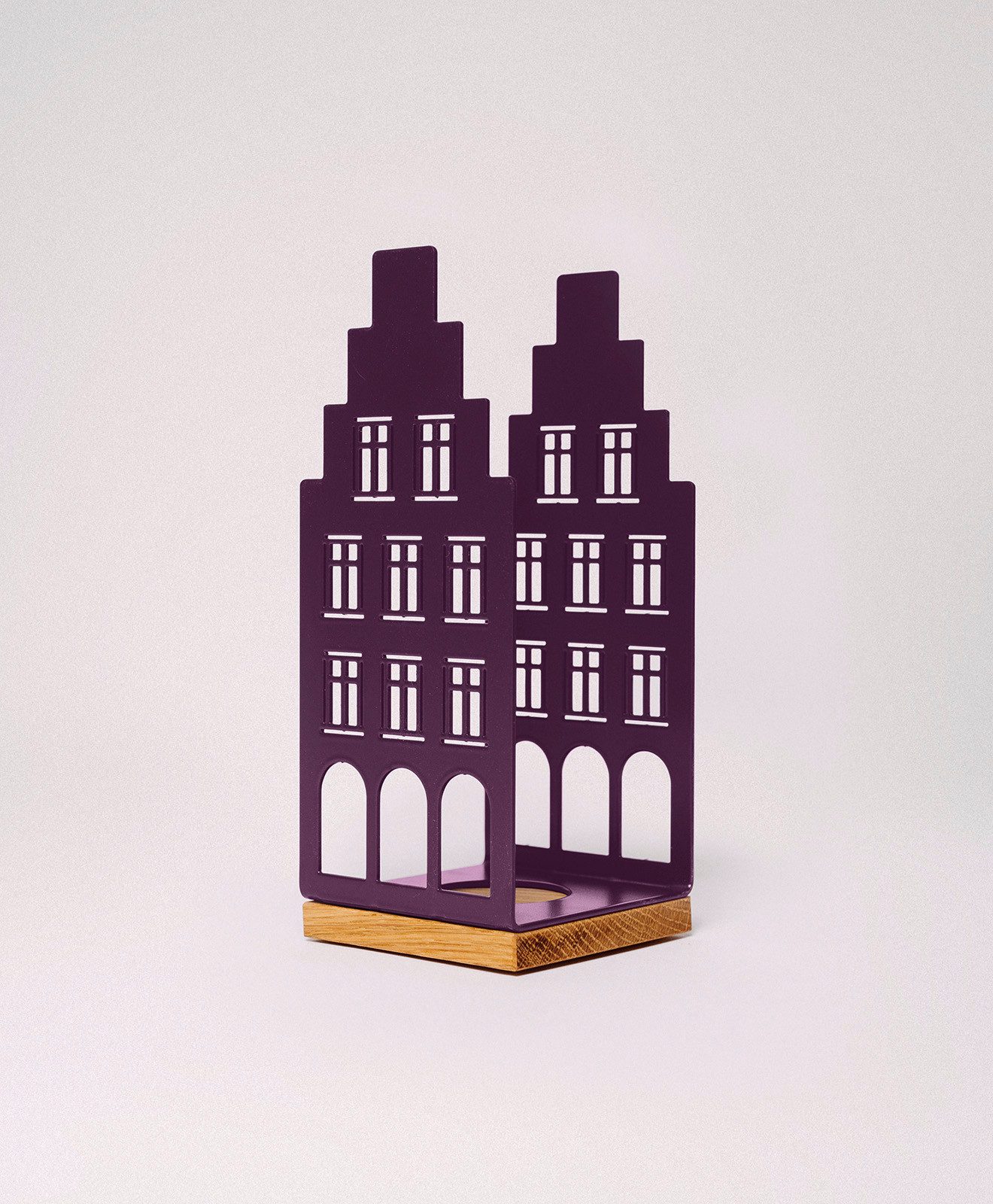 KAWENTSMANN Windlicht Nobelstrehle Nr.2 (1 x Windlicht), Aus pulverbeschichtetem Metall und geöltem Eichenholz, Handgefertigt