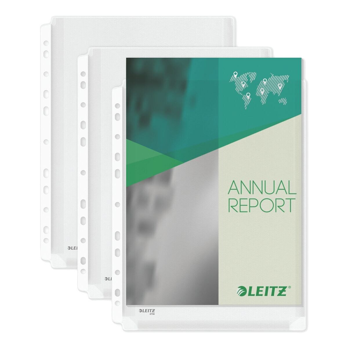 LEITZ Prospekthülle Maxi 4756, 5 Stück, genarbt, Format A4, Öffnung oben