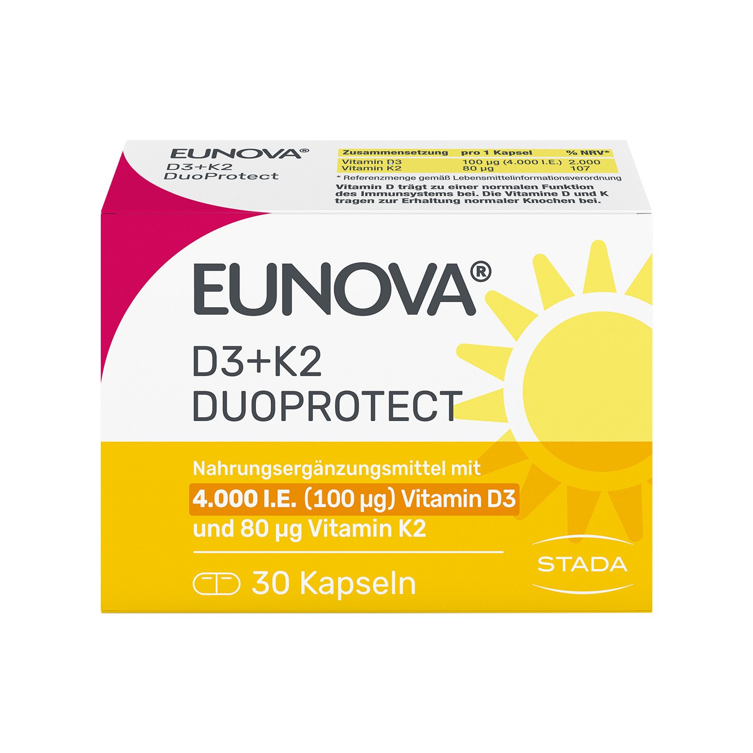 EUNOVA® DuoProtect D3K2 4000IE/80UG Kapsel, 7.53 g 0.0 ml