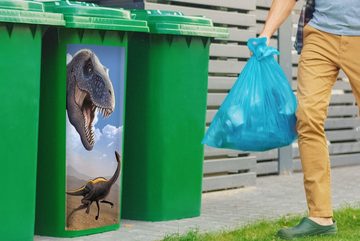 MuchoWow Wandsticker Dino - Wildlife - Zeichnung - Kinder - Kinder - Kinder (1 St), Mülleimer-aufkleber, Mülltonne, Sticker, Container, Abfalbehälter