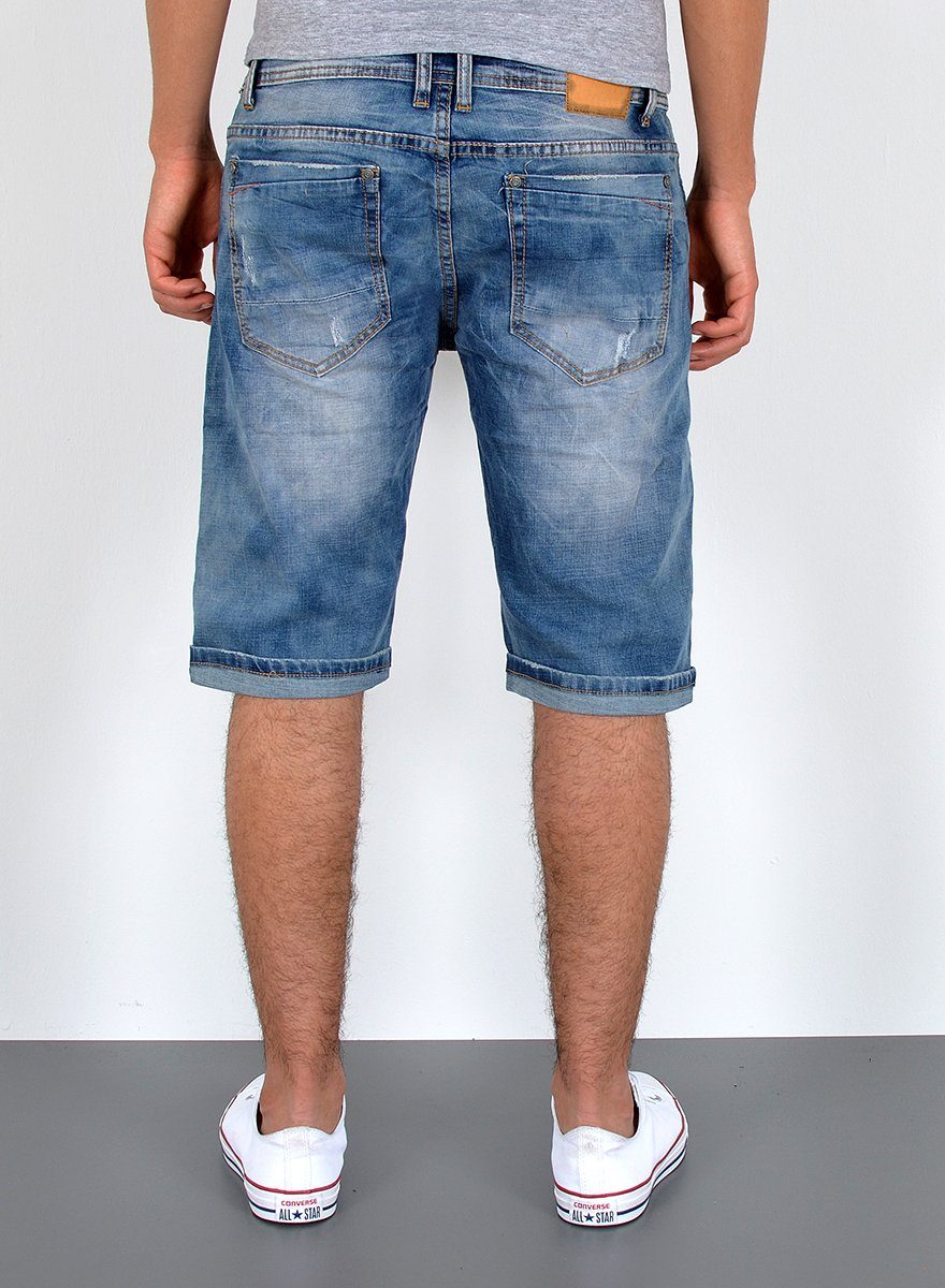 Herren / Rissen Große A360 Herren Hose mit Blau Jeans ESRA Capri 5 mit Jeanshose, Herren Capri Herrren Straight mit Comfort Größe, Jeansshorts bis mit Hose, Jeansshorts Jeans Regular Hose Look, Waschung Pocket, Herren Stretch, kurze kurze A415 Capri Shorts Plussize Shorts Jeans Herren Jeans Jeanshose Herren Destroyed Übergröße