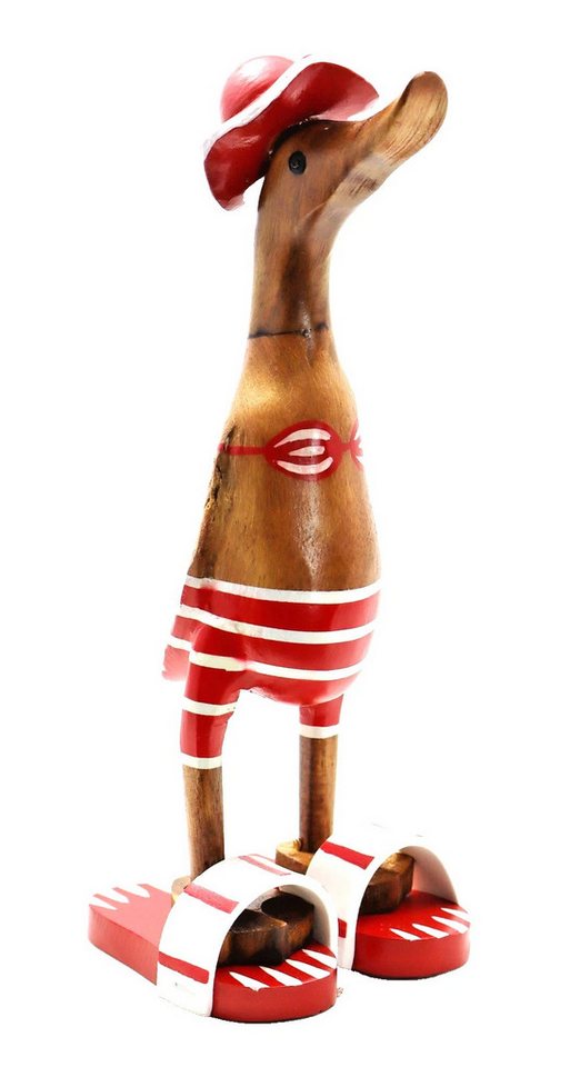 dekotrend.gallery Tierfigur Deko Ente Holz Laufente Bikini Badelatschen Vogel Objekt Skulptur, Figur Entenfigur Vogelfigur Dekofigur Dekoskulptur Dekoobjekt