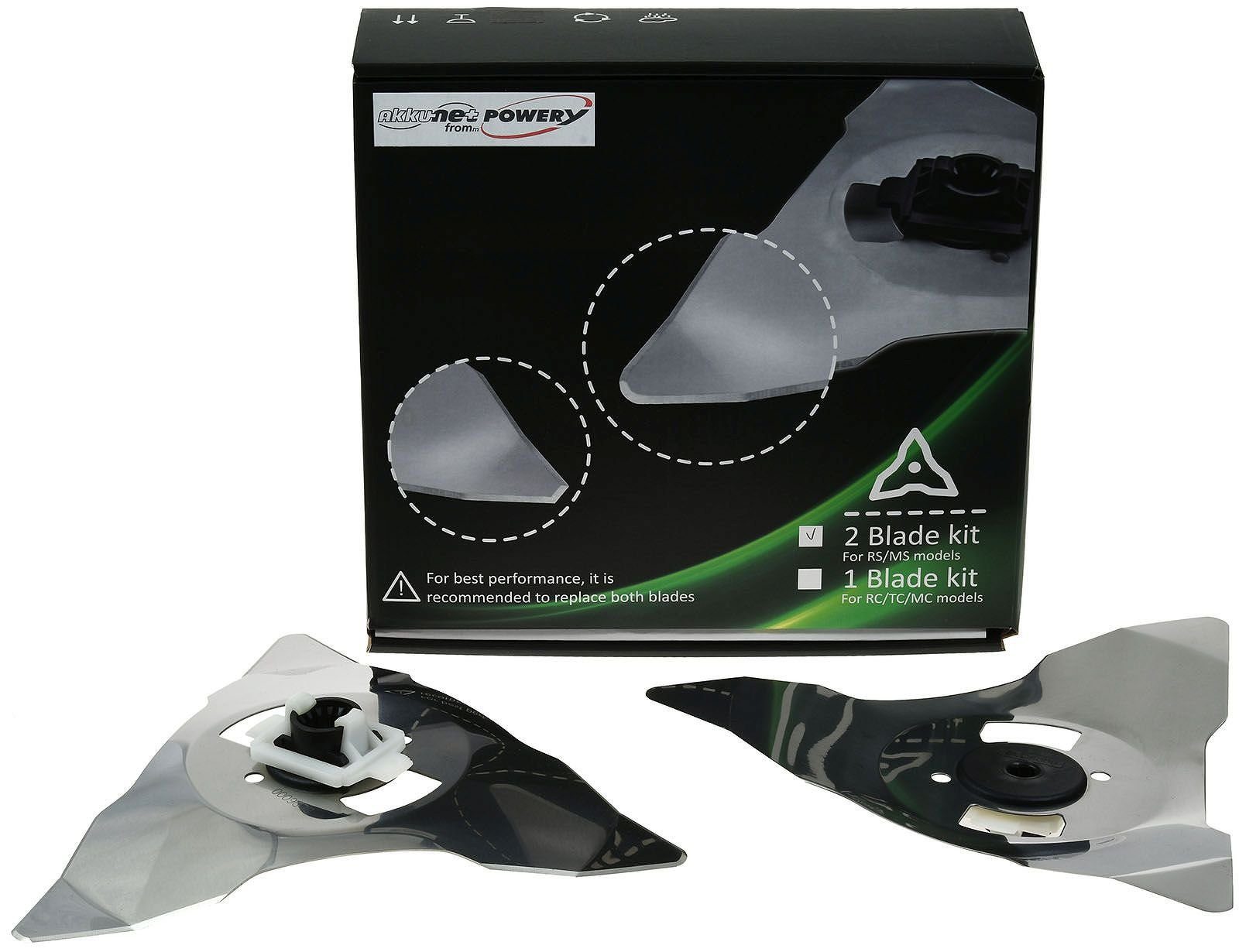 Powery Rasenmähermesser 2x Ersatz-Messer Schneid-Klingen für Mähroboter Robomow RS-, RC-Serie, Edelstahl