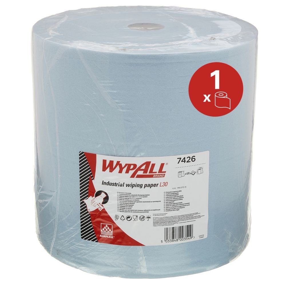 Wypall Papierküchenrolle Wischtuch Rolle L30 Jumborolle extrabreit - 3-lagig blau 670 Tücher