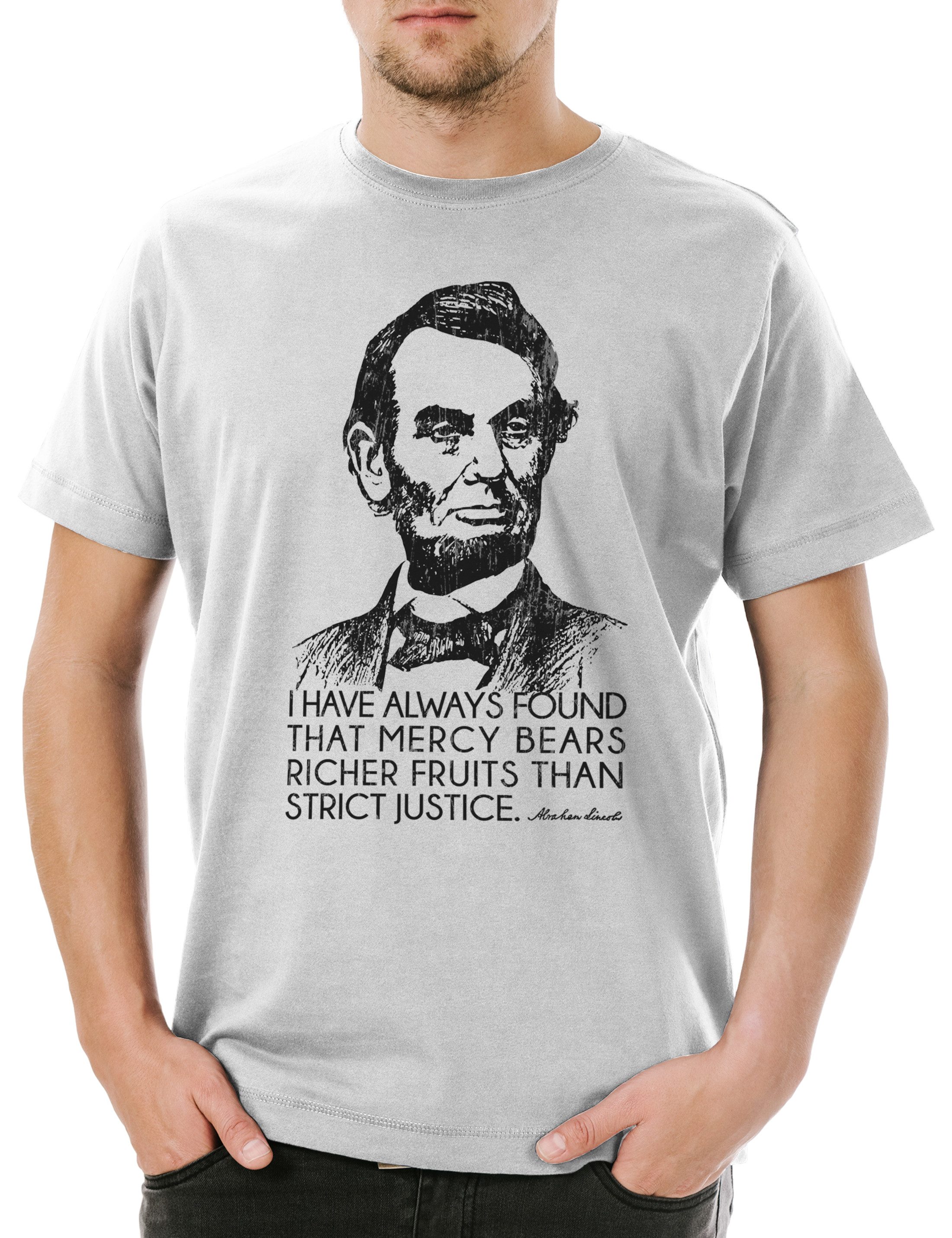 Print-Shirt Abraham Mercy Herren T-Shirt USA President Präsident Lincoln United