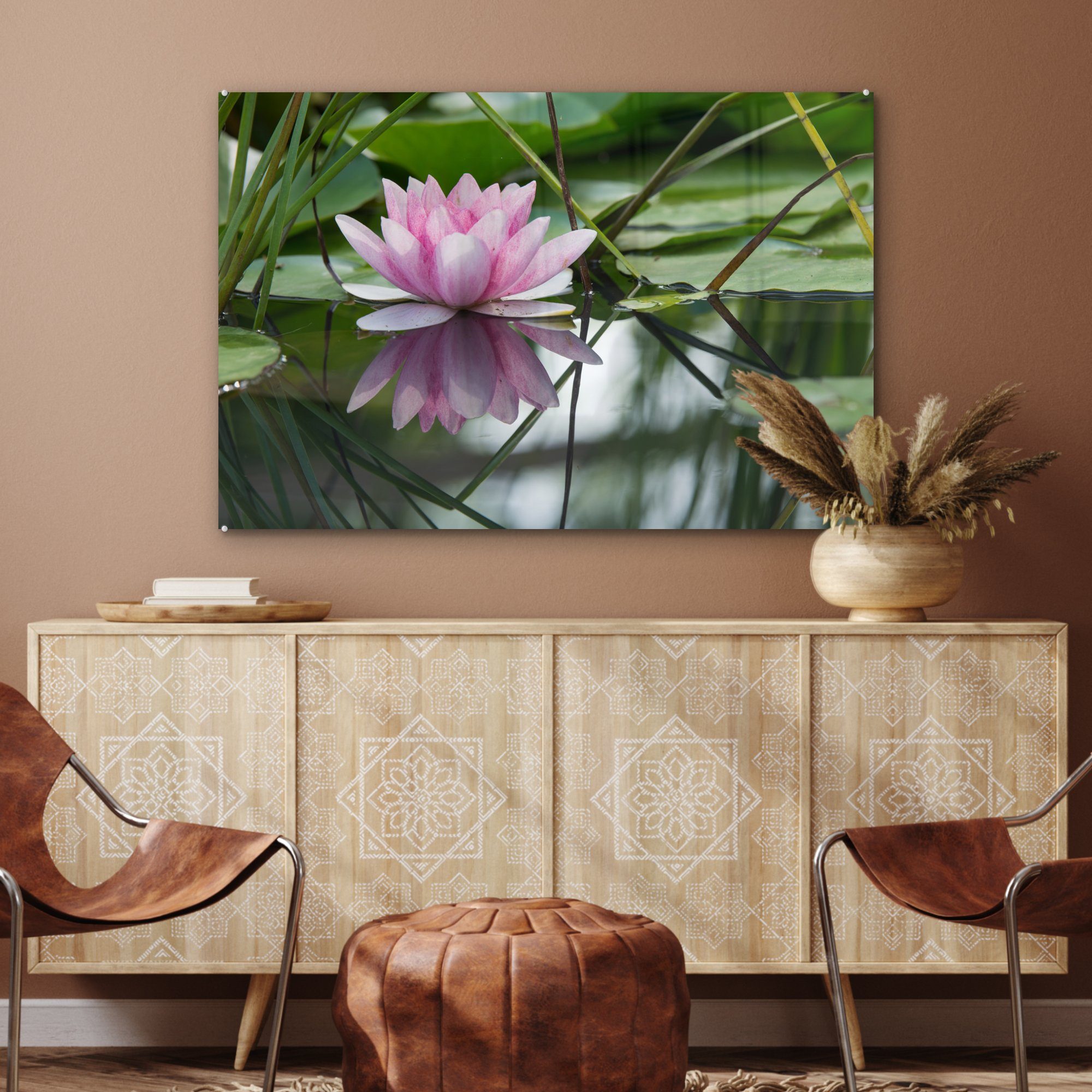 - MuchoWow St), Schlafzimmer Acrylglasbild - & Wasser, Wohnzimmer Acrylglasbilder Blumen (1 Lotus