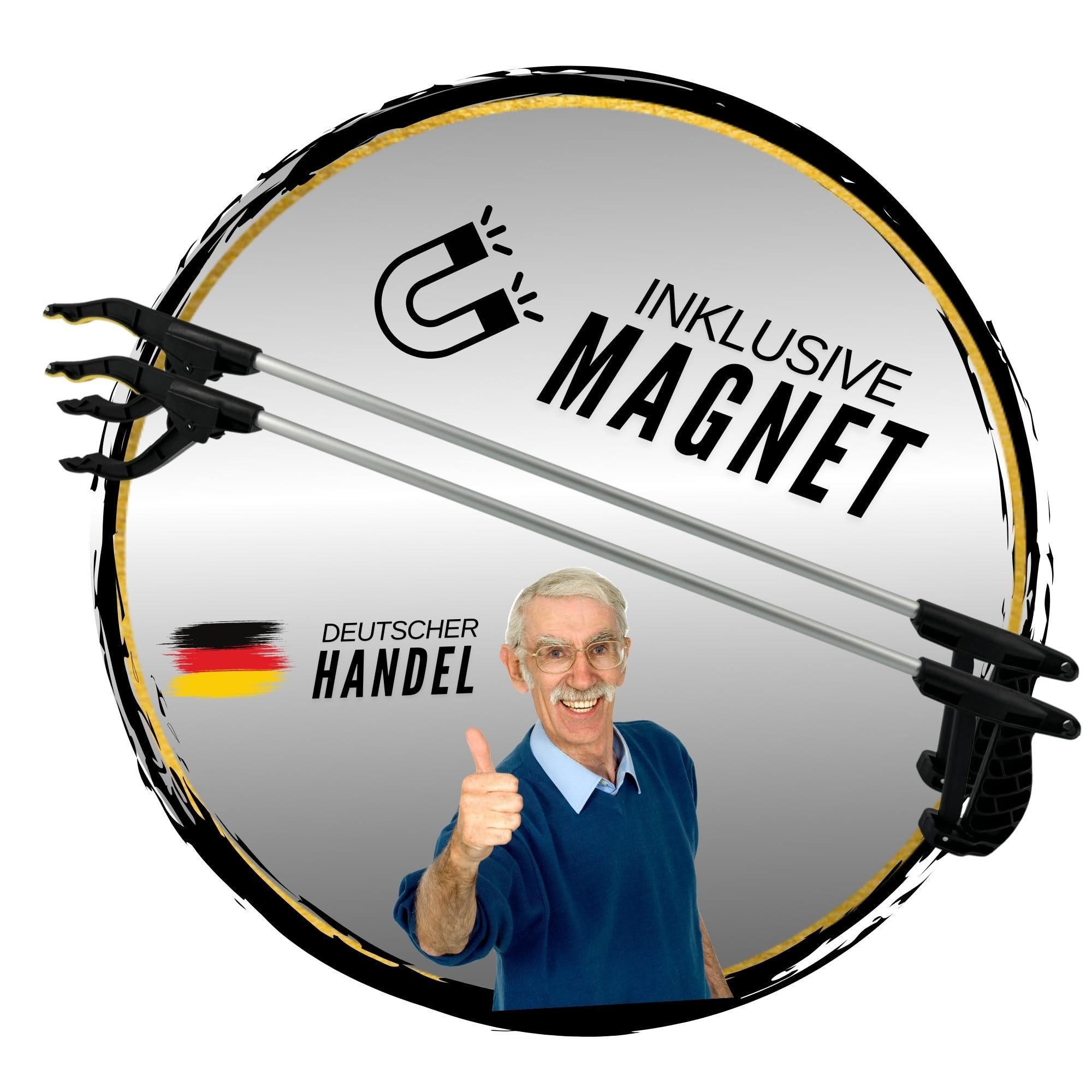 TronicXL Greifarm 2x Greifzange mit Magnet Greifhilfe Metall Greifer für Senioren Müll, 2-tlg., magnetisch, rostfrei