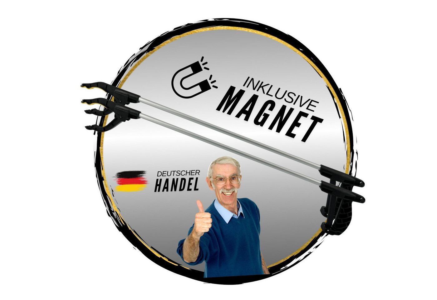 TronicXL Greifarm 2x Greifzange mit Magnet Greifhilfe Metall Greifer für Senioren Müll, 2-tlg., magnetisch, rostfrei