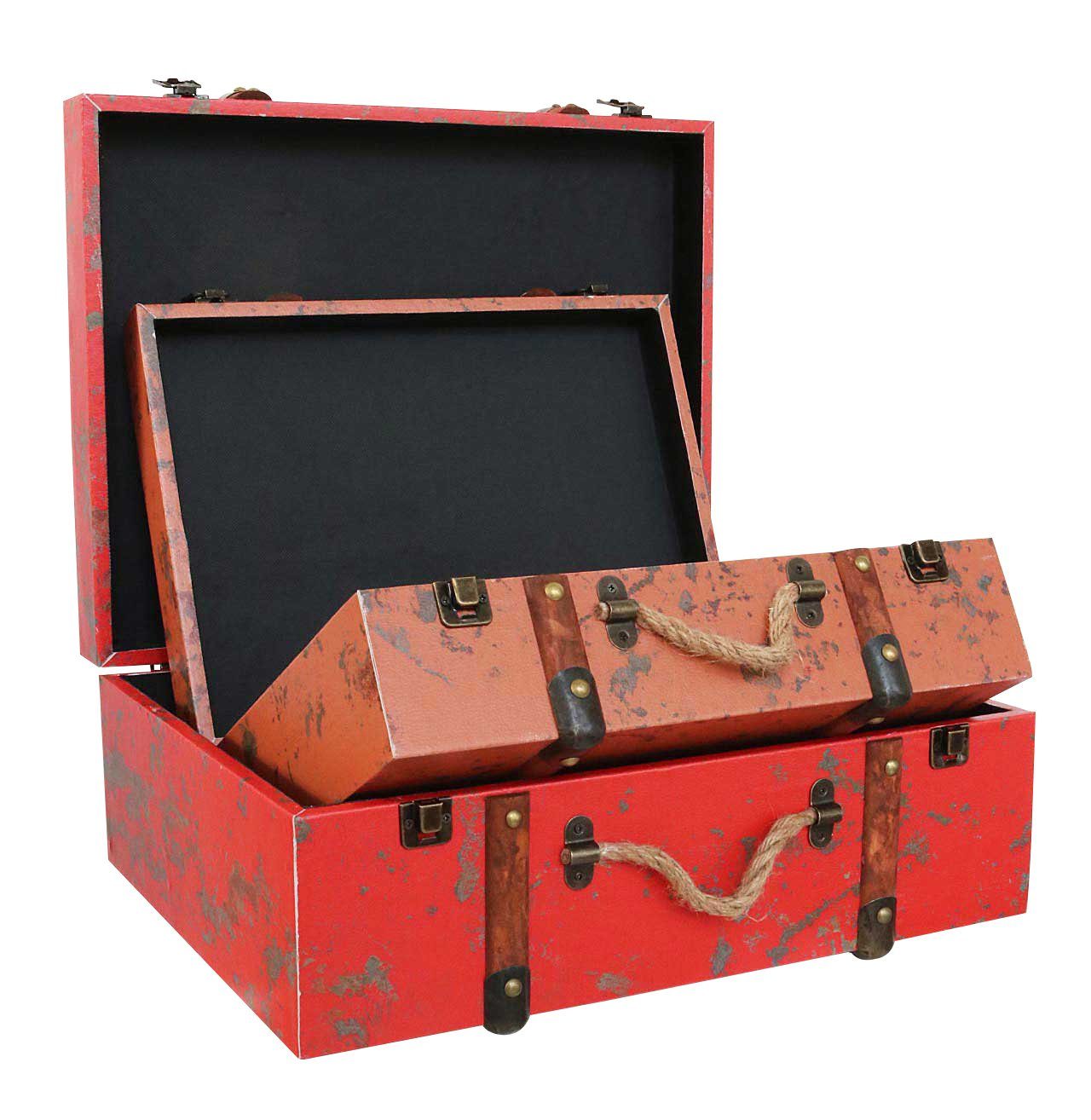 Oldtimer Holz Kofferset Kiste Dekofigur Aubaho Nostalgie Koffer Holzkoffer V Antik-Stil