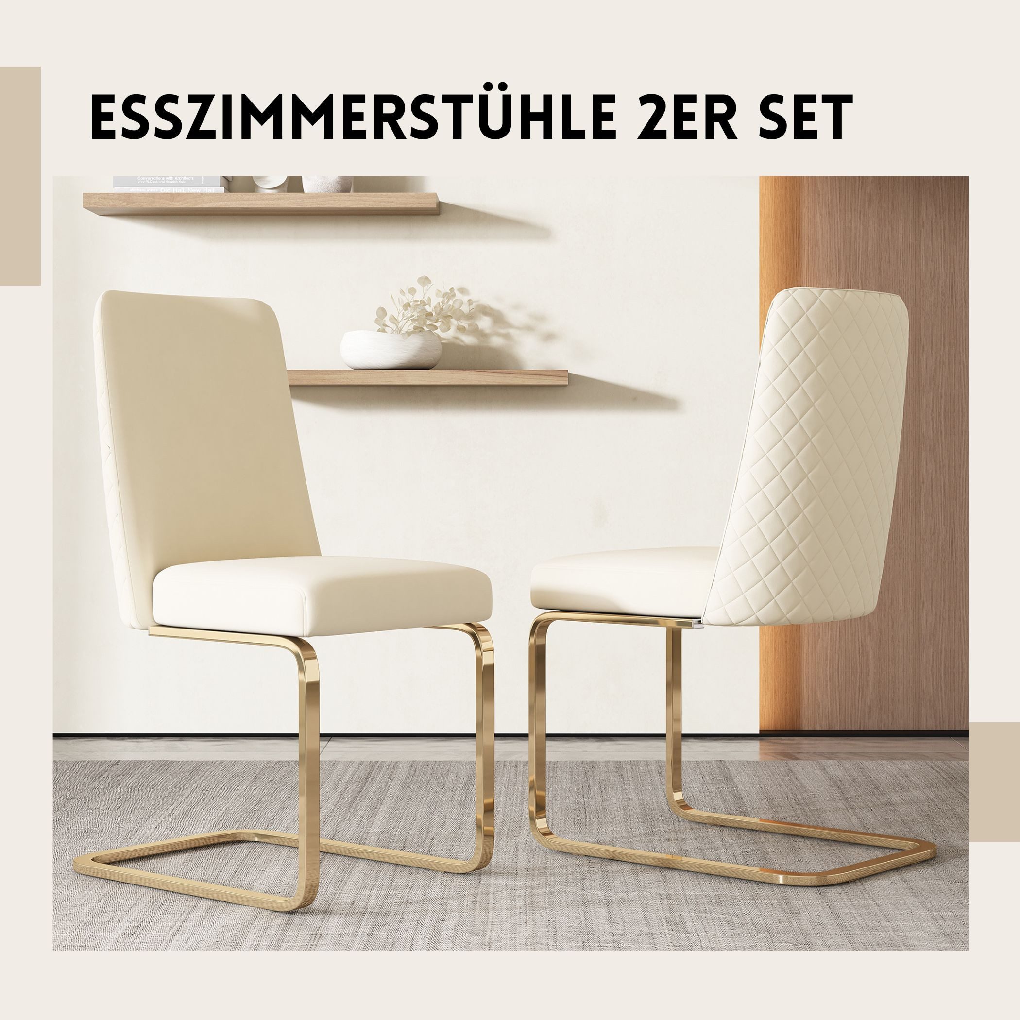 SeedWave Freischwinger Samt-Schwingstühle mit Rautenmuster Rückenlehne, günstig online kaufen