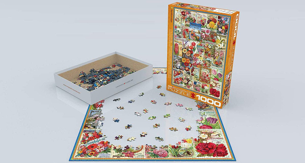 Puzzle 1000 Teile Puzzle - Puzzle - Vintage Blumenwerbung Art Deco, Puzzleteile
