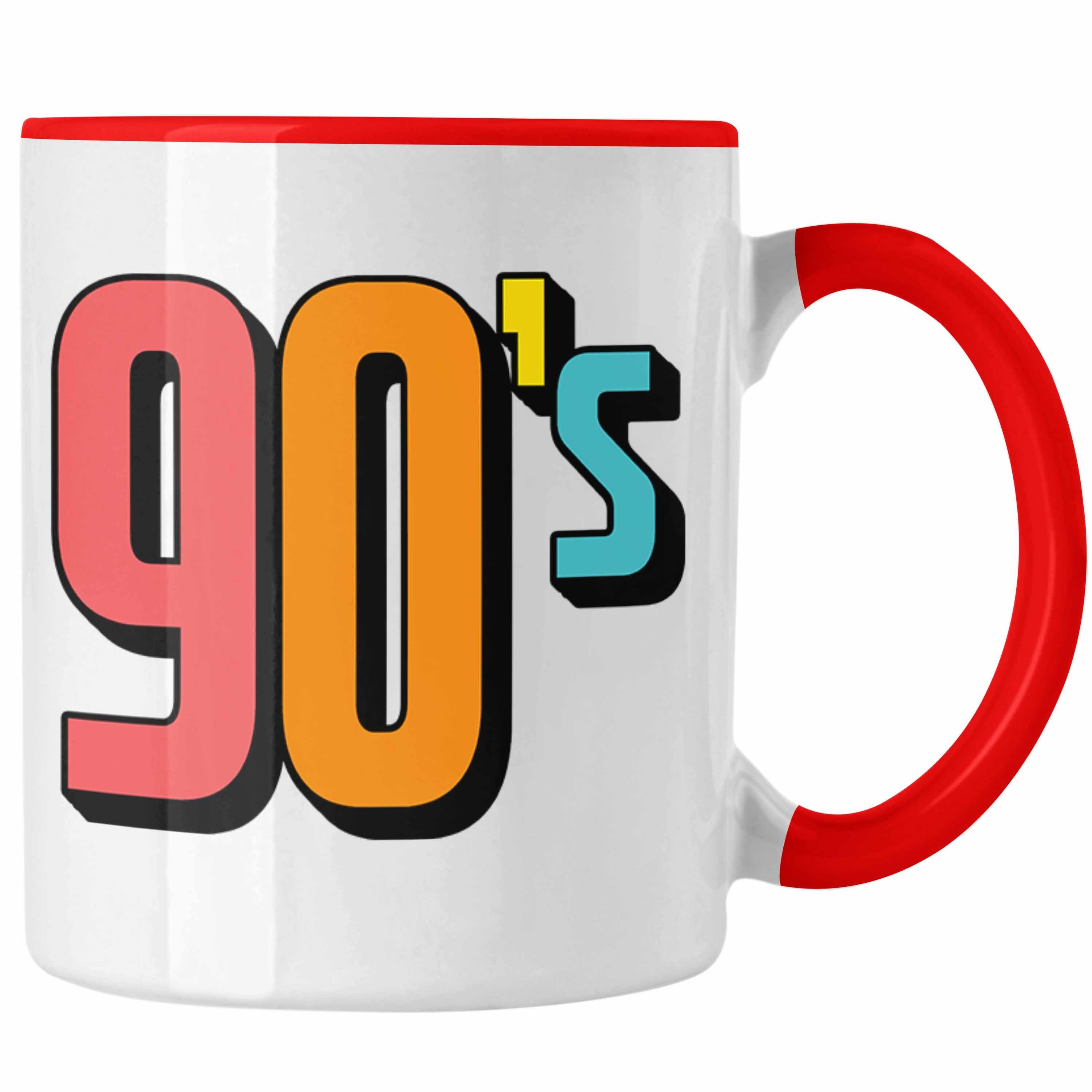 Trendation Tasse 90er Jahre Tasse "90's" - Retro Geschenk für Nostalgiker Rot