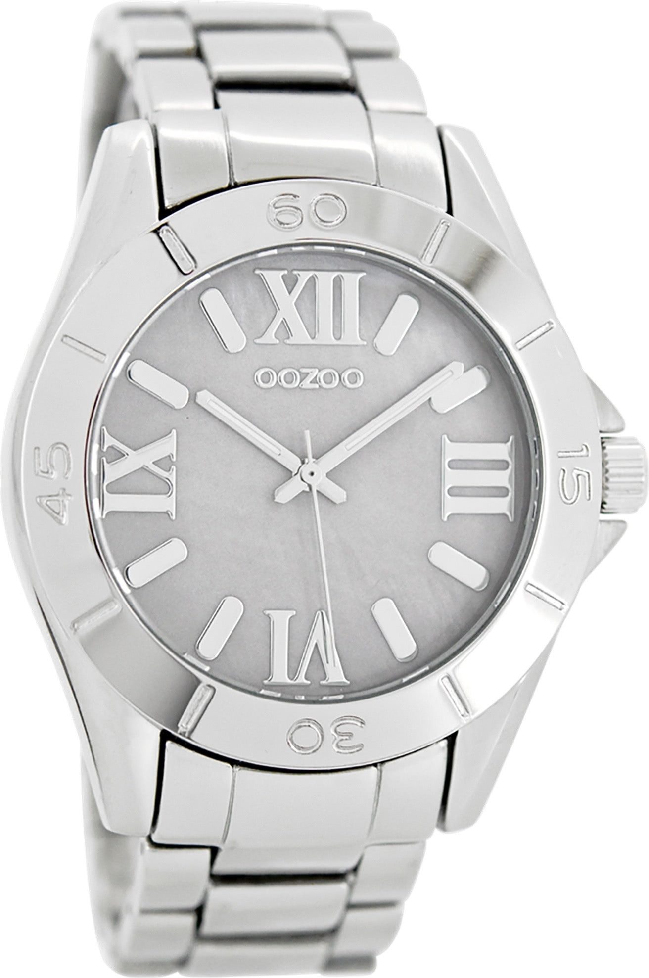 OOZOO Quarzuhr Oozoo Unisex Armbanduhr Vintage Series, (Analoguhr), Damen, Herrenuhr rund, groß (ca. 41mm) Metallarmband silber