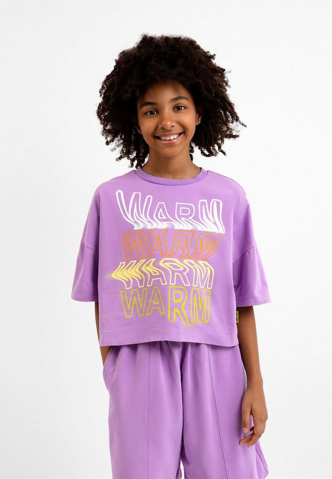 super Weiche T-Shirt Front Rückseite, Prints bietet Komfo auf trendigen mit mit Gulliver Stretchanteil und Baumwollqualität