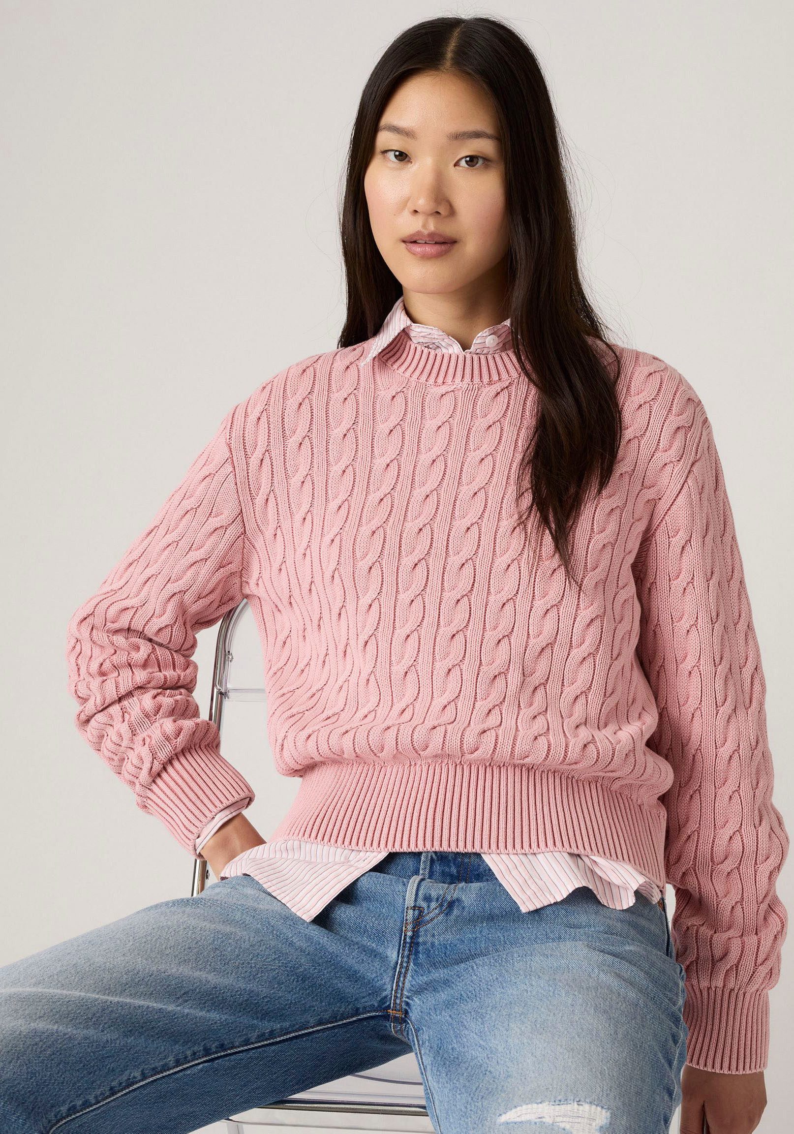 Levi's® Rundhalspullover BOYFRIEND CREW PU Mit Zopfmuster günstig online kaufen