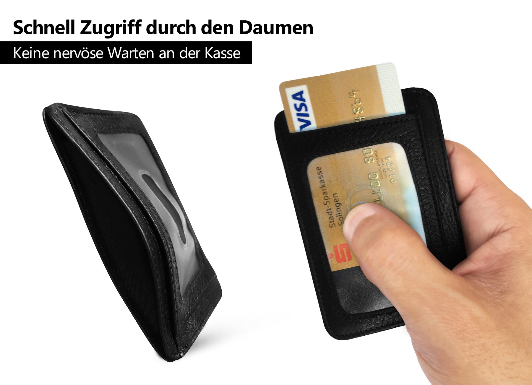 Wrischan Kartenetui 100% Echtleder Kartenetui SEHR Slim und FLACH Kreditkartenetui (Slim Wallet), Kartenhalter für bis zu 12 Kreditkarten, Brieftasche, Mini Gel – Bild 5 von 5