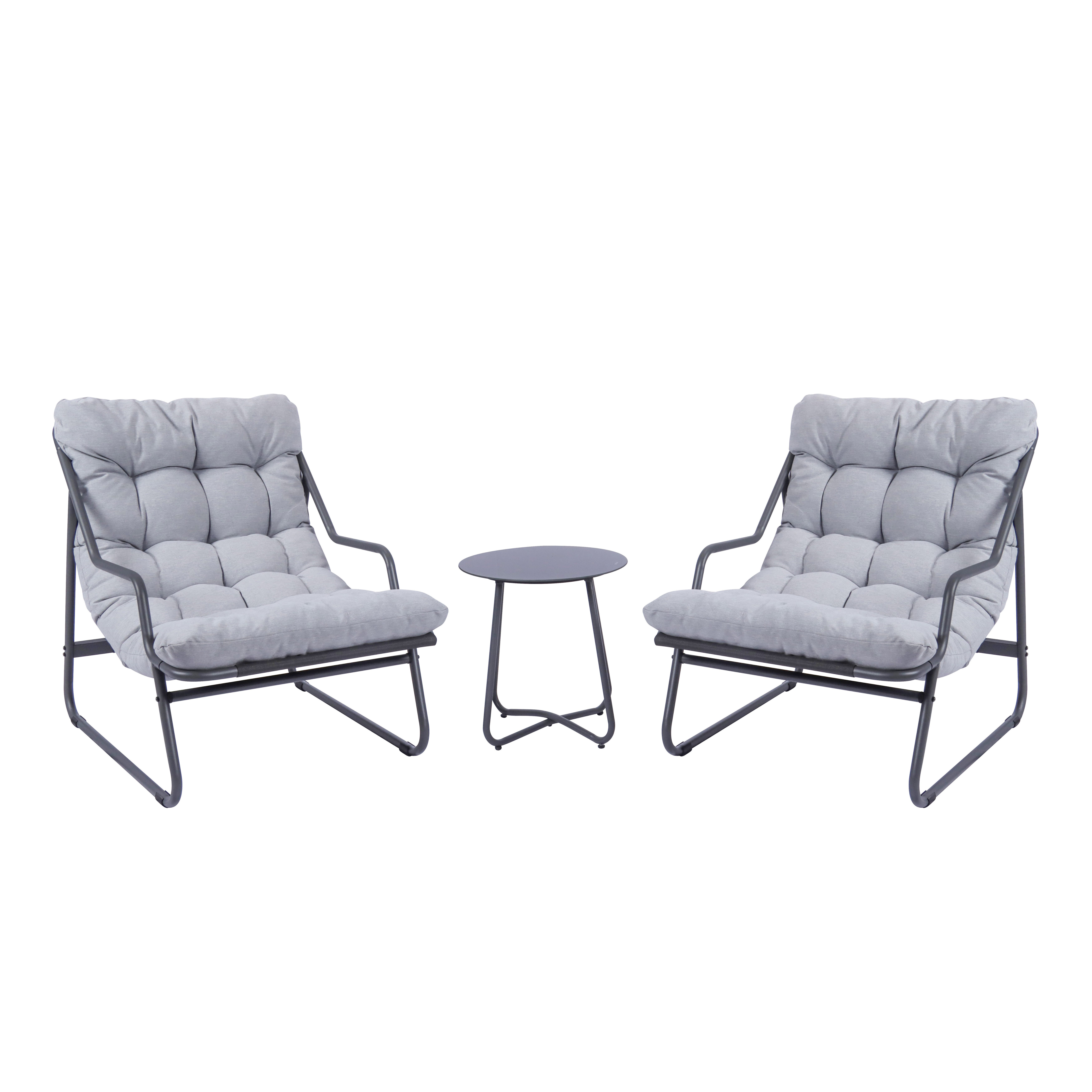 Koll Living Gartenlounge-Set Lara, Beige & Grau, 2x Gartensessel mit Beistelltisch, (2x Gartensessel & Tisch), UV- & witterungsbeständig, wasserabweisend