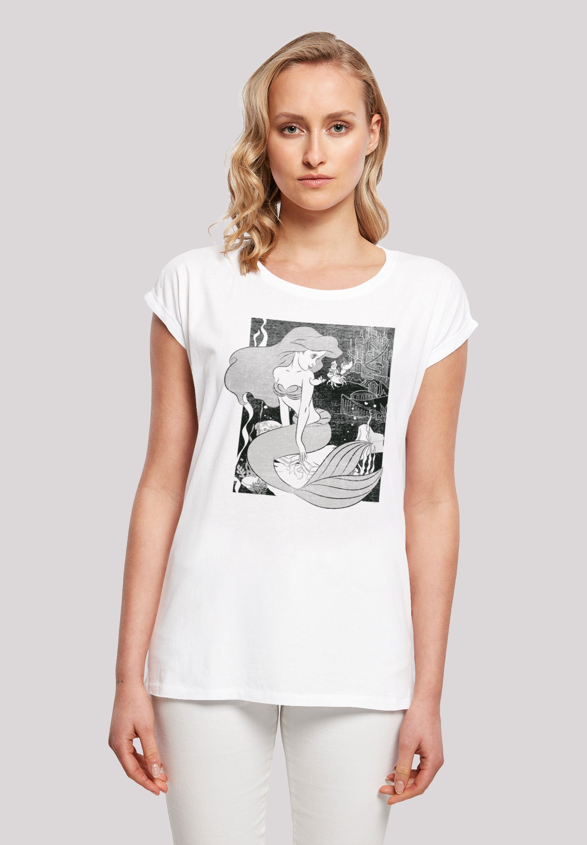 mit Baumwollstoff hohem Arielle Print, weicher Disney Tragekomfort Sehr die Meerjungfrau T-Shirt F4NT4STIC