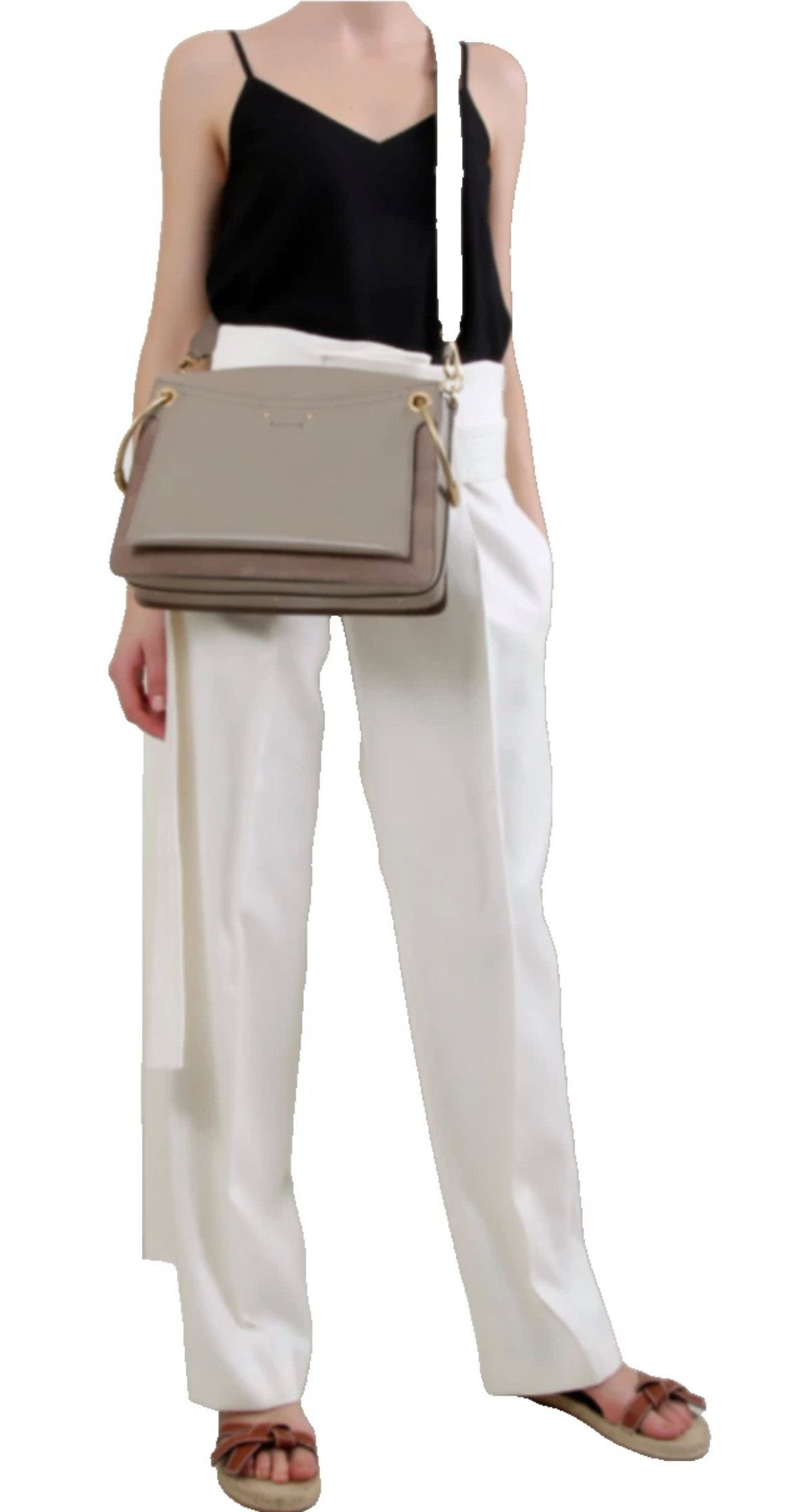 Chloé Schultertasche Roy Medium Crossbody TascheUmhängetasche Schultertasche Motty Grey, Zwei Trageoptionen, Zwei abnehmbare Schulterriemen