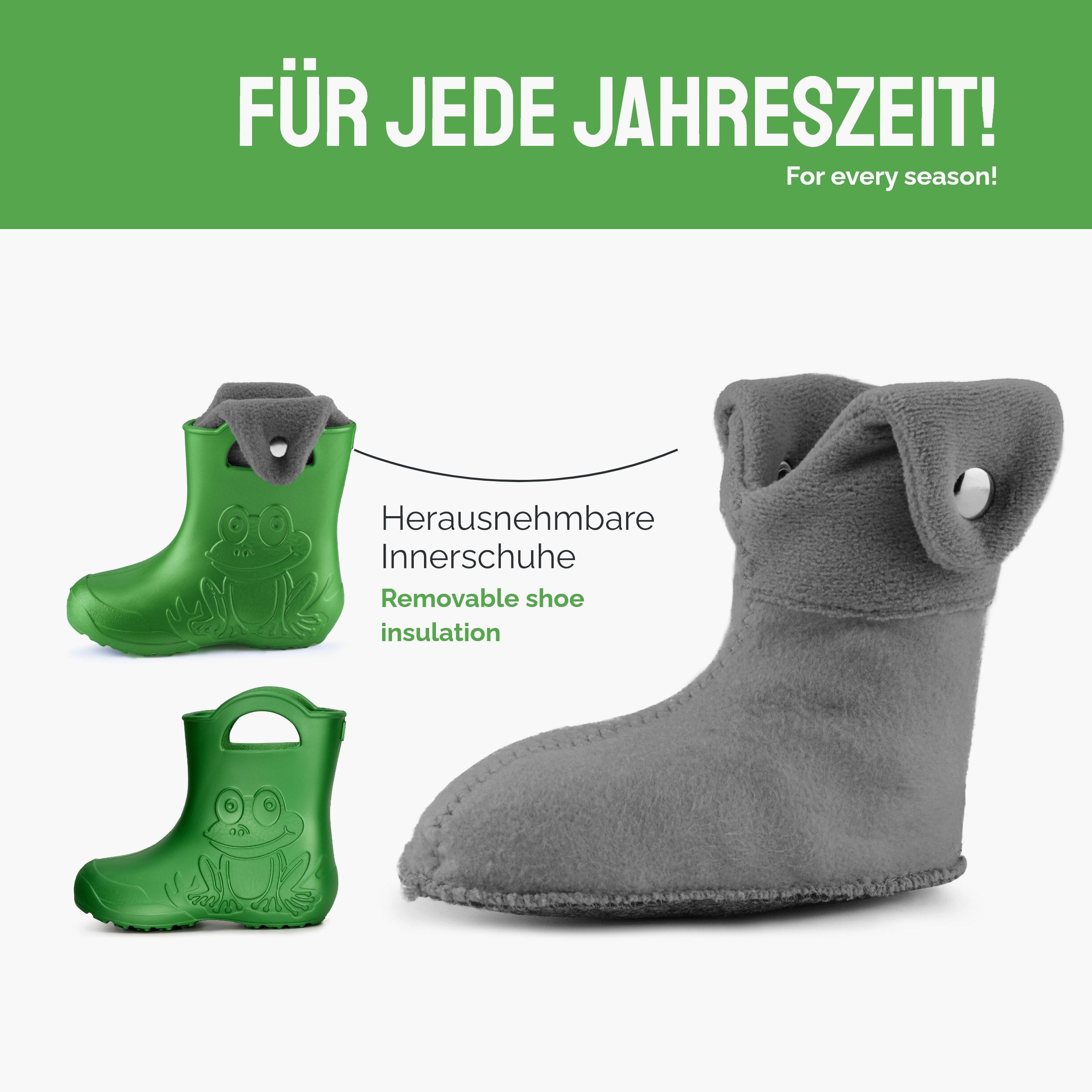 Ladeheid EVA Regenschuhe mit herausnehmbares Innenfutter LA-CA-04 Gummistiefel Kinder gefüttert und federleicht – Bild 4 von 5