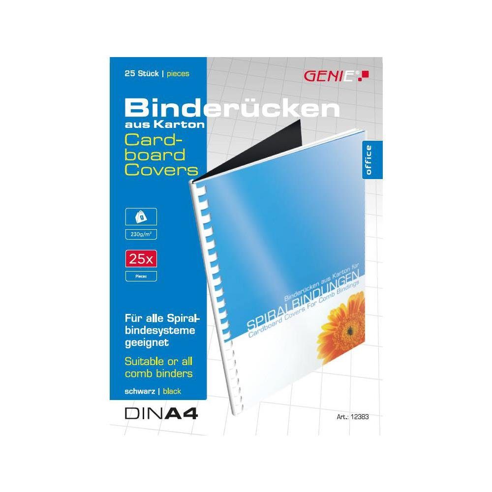 GENIE Bindegerät Kartonrücken DIN A4 230 g/qm Karton Deckblatt Kartondeckel 25 Stück schwarz marmoriert