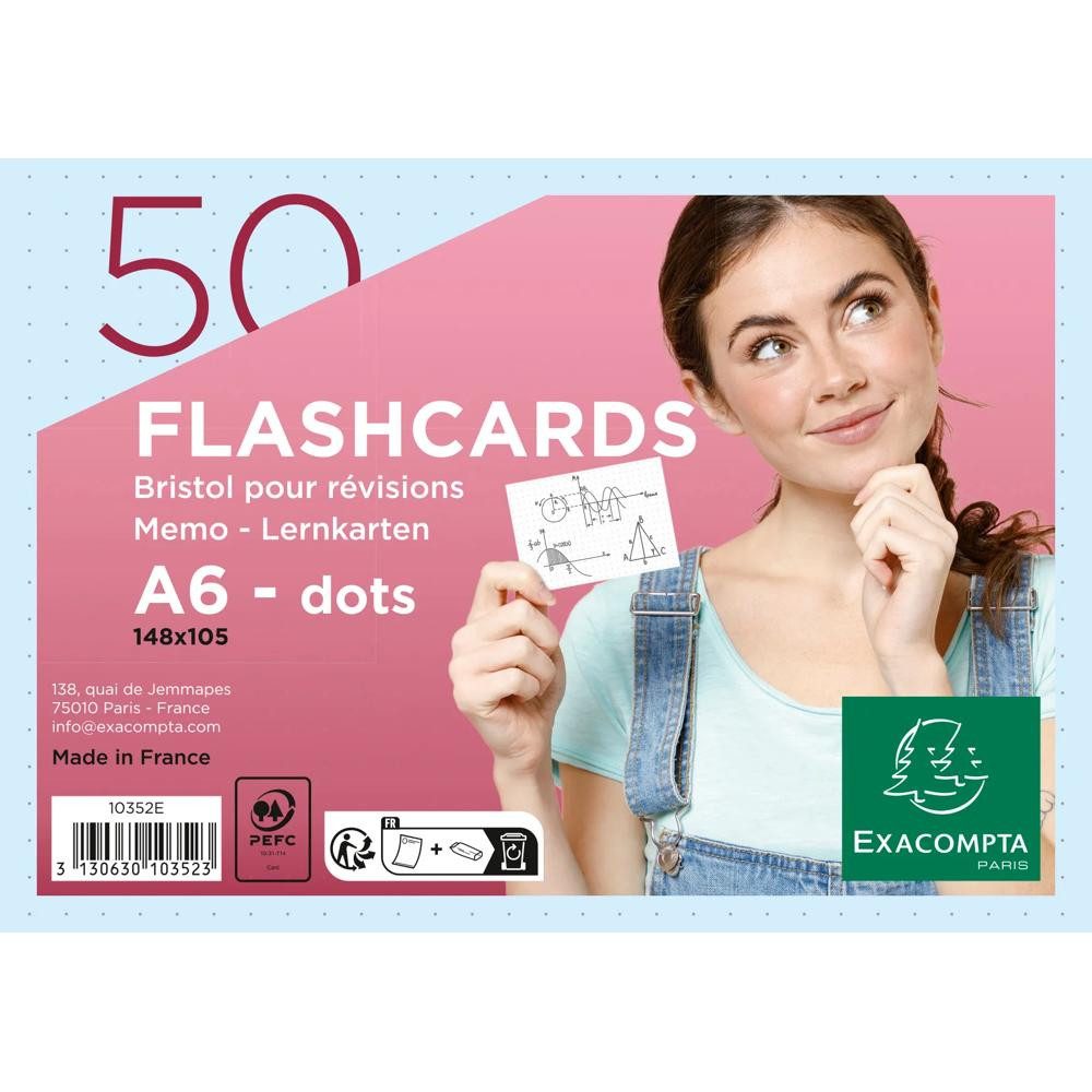 EXACOMPTA Karteikarten Exacompta Flashcards A6 punkt 50St/Pk blau