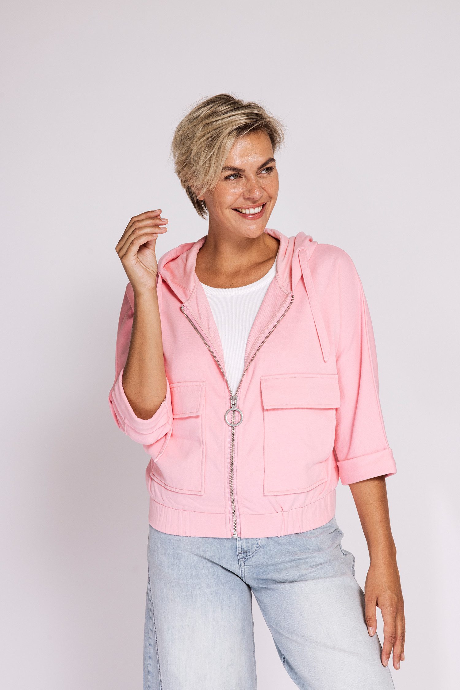 Zhrill Sweatblazer HARIKE mit Kapuze und Kordelzug, mit Klappentaschen, normale Passform