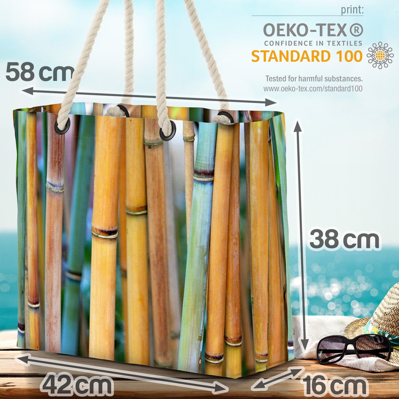 Natur Bambus asiatisch Pflanzen Strandtasche VOID Teich dekorat Asien (1-tlg), Garten Blauer See